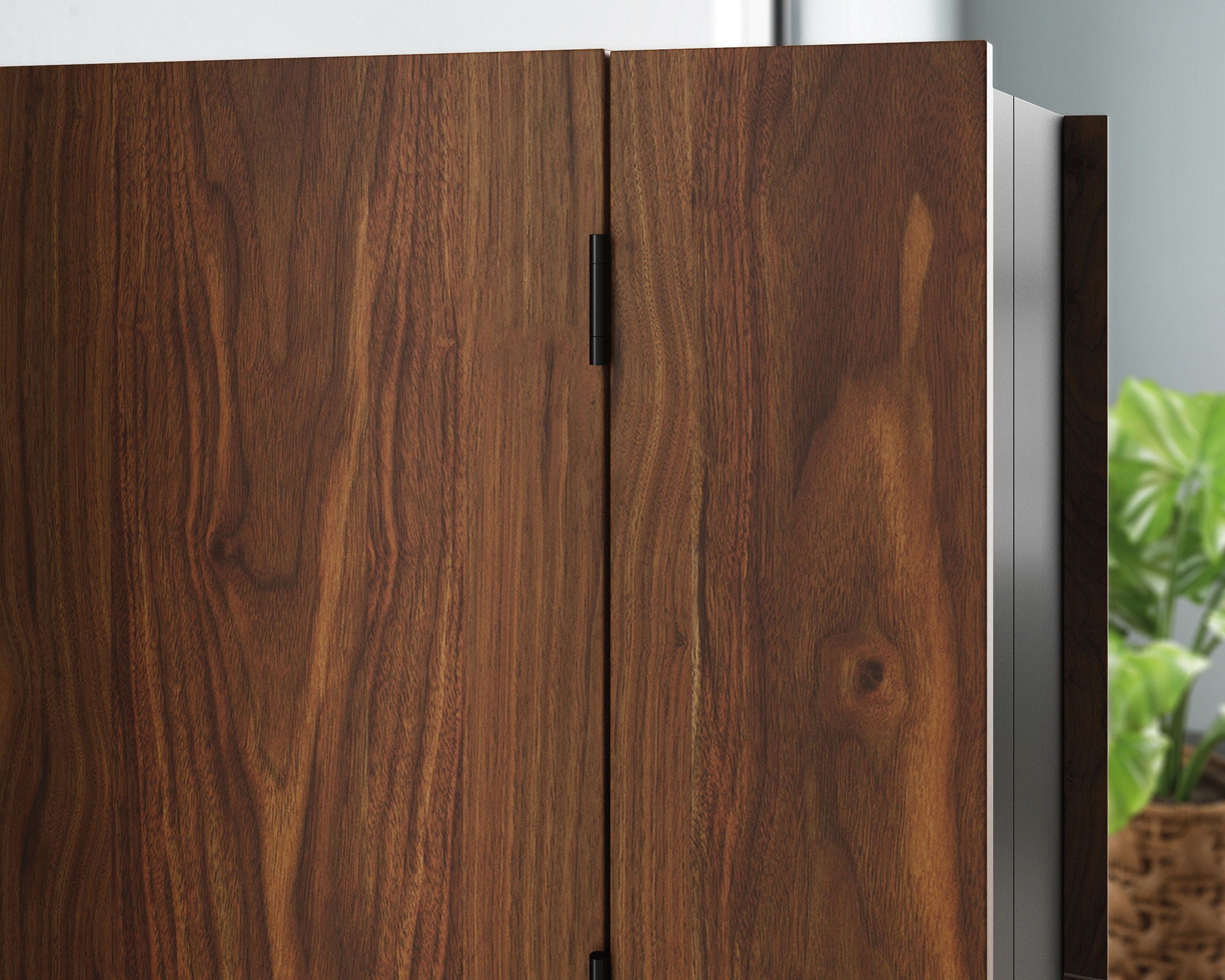 Computer Cabinet with Storage in Grand Walnut