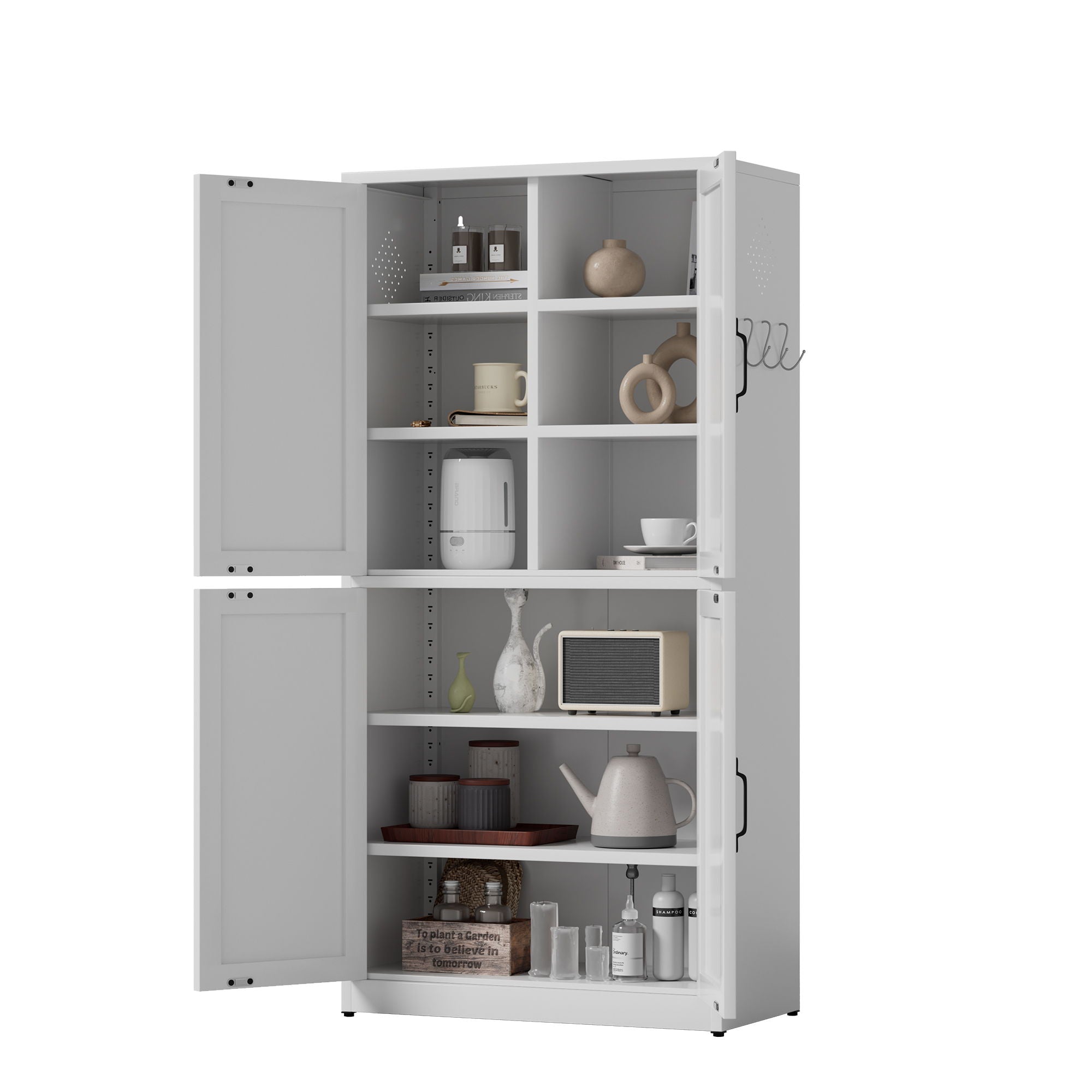Kitchen Pantry Cabinet With Adjustable Shelves, Heavy Duty Storage - White