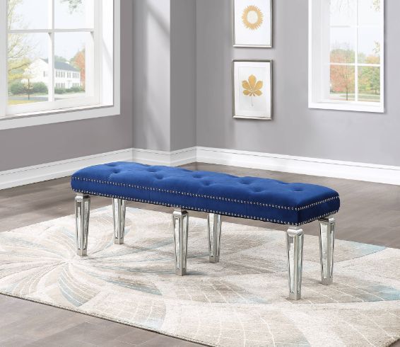ACME The Varian Bench provides a commanding presence in any room. This contemporary bench features a upholstered seat cushion in luxurious upholstery with elegantly tapered legs. | Meri Furniture