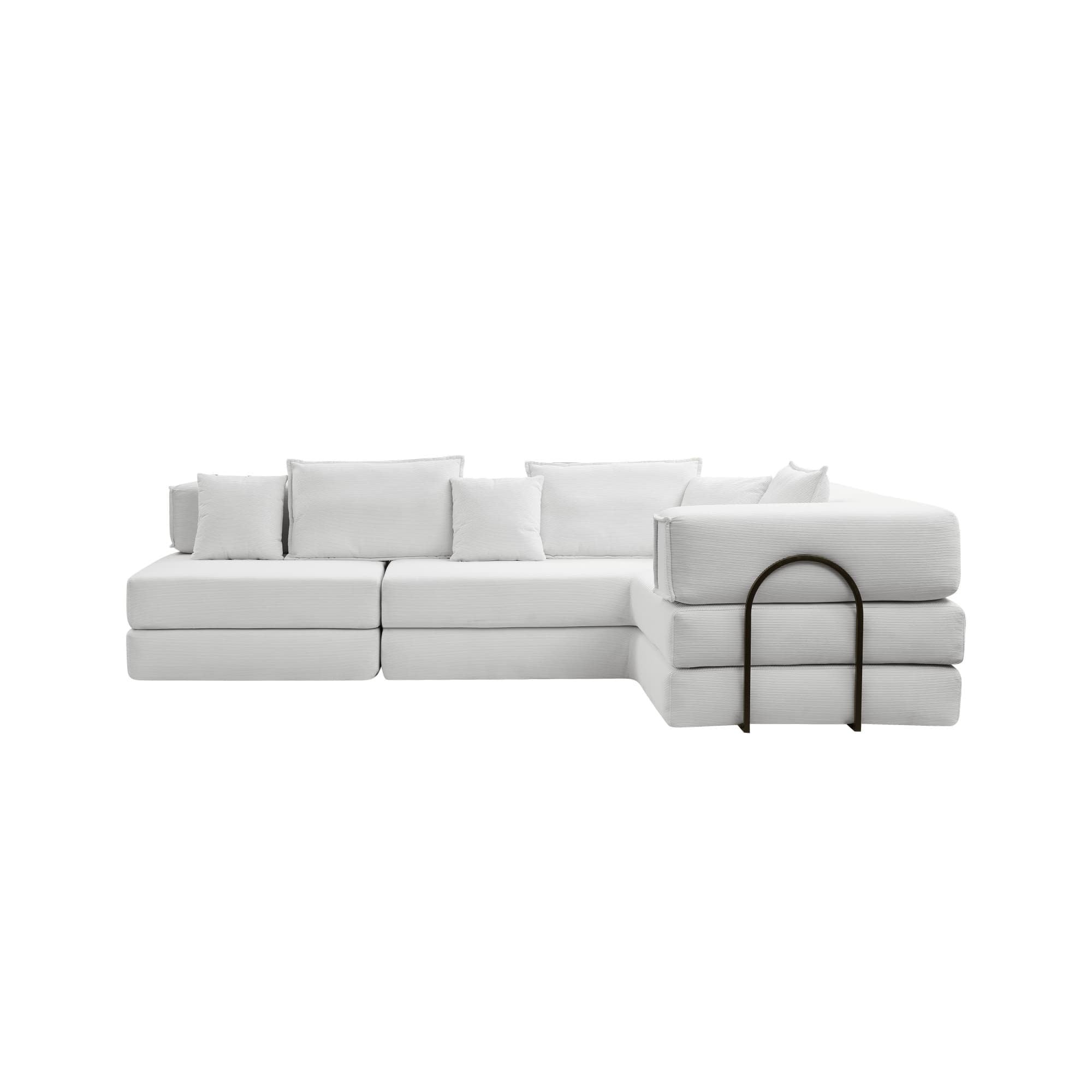 Modular L Shaped Floor Living Room Sofa Set With 6 Pillows