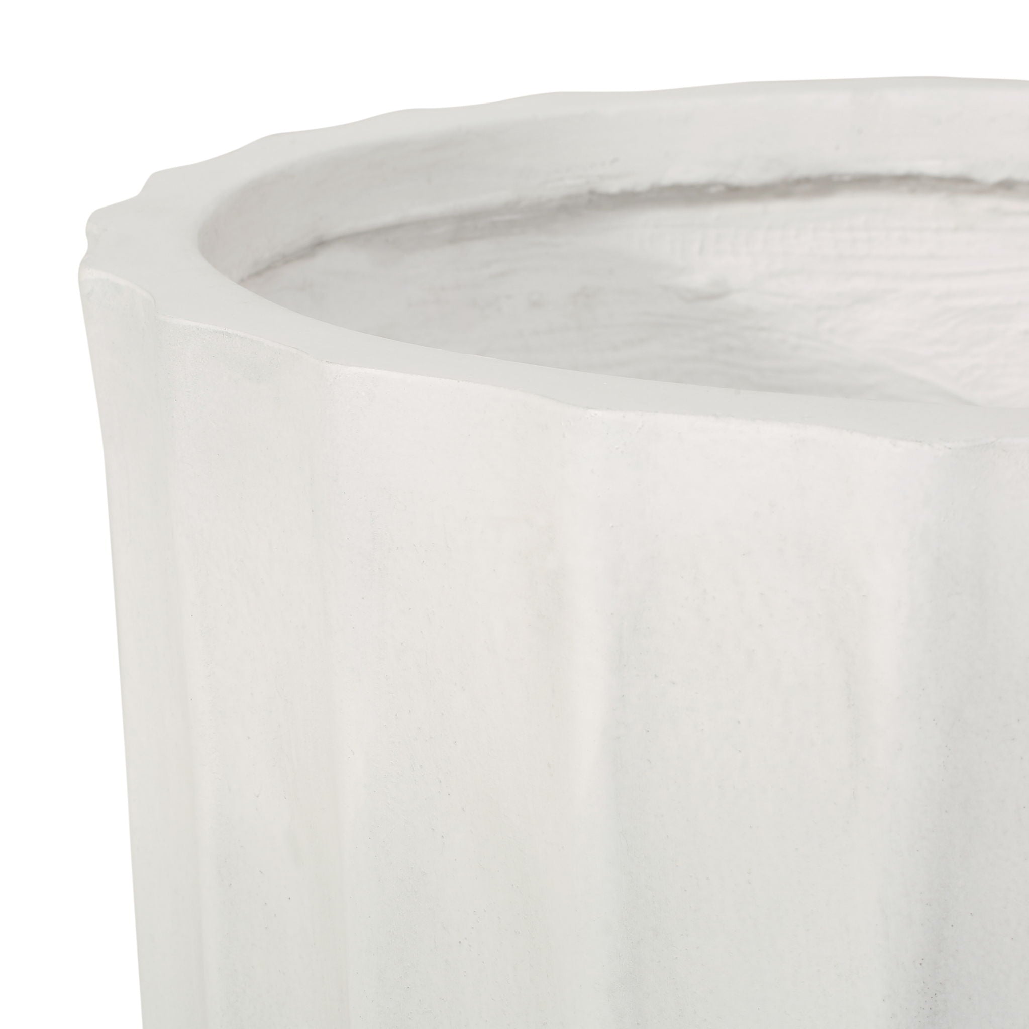 Planter With Subtle Pleated Design - Antique White