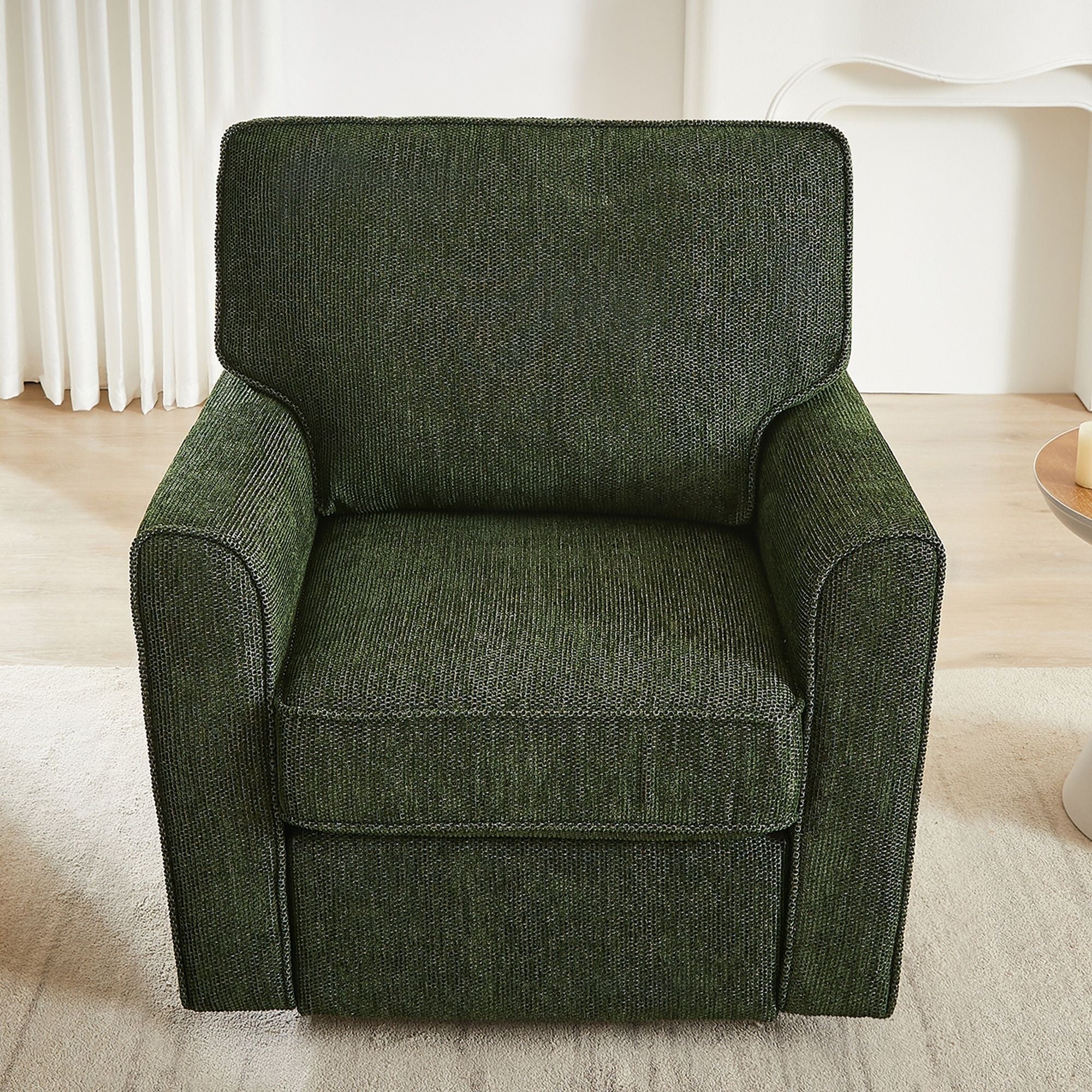 360° Swivel Accent Barrel Armchair With Side Pockets, Compact Design