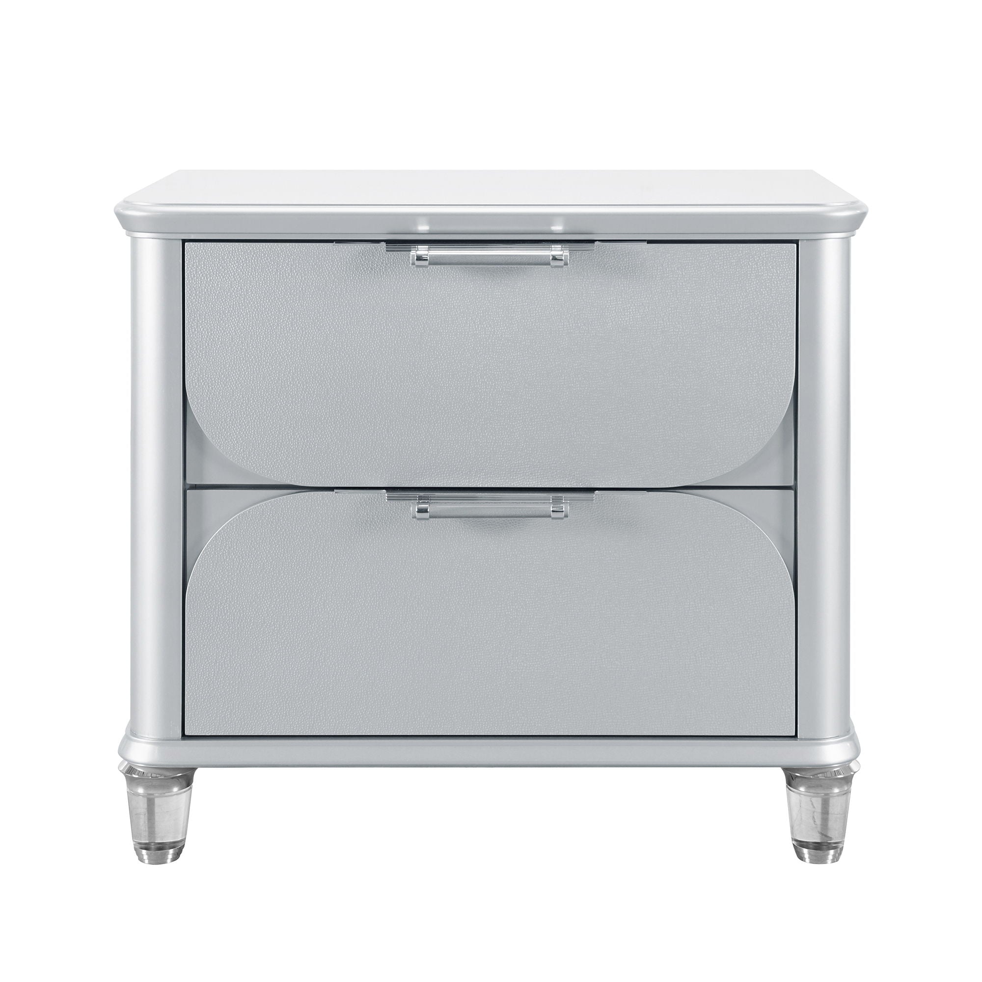 Laura - Nightstand With Sleek Frame And Fronts - Silver