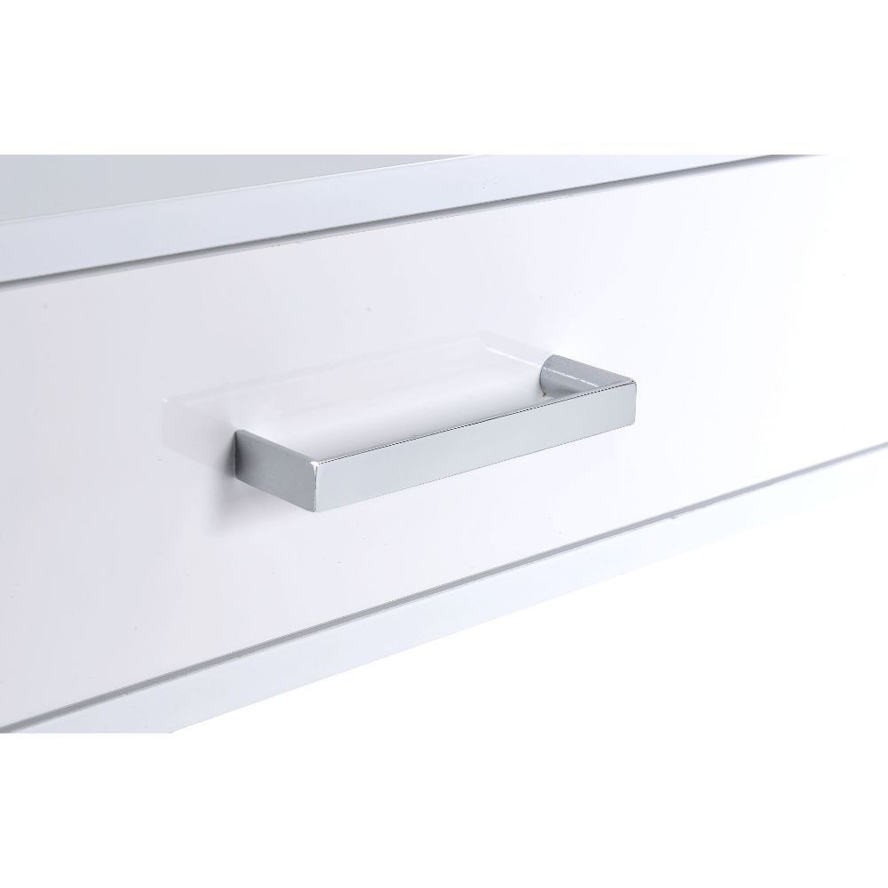 ACME Coleen - Desk - White High Gloss & Chrome | Meri Furniture
