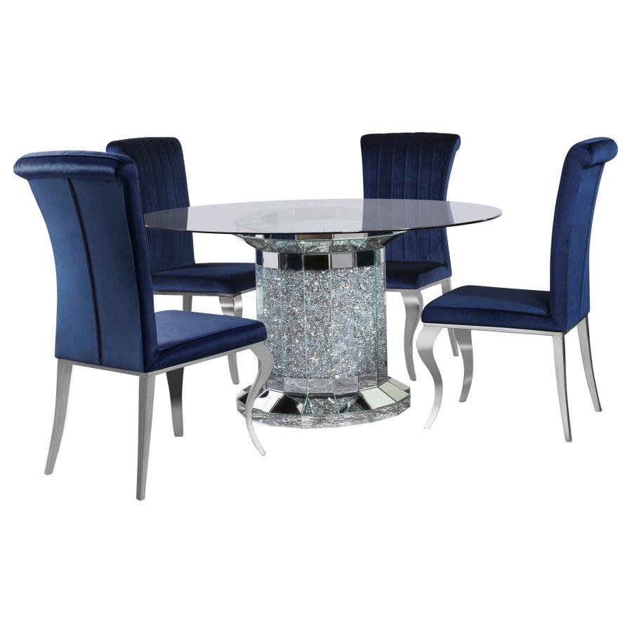 Coaster Fine Furniture Ellie - Mirrored Pedestal Dining Table Set | Meri Furniture