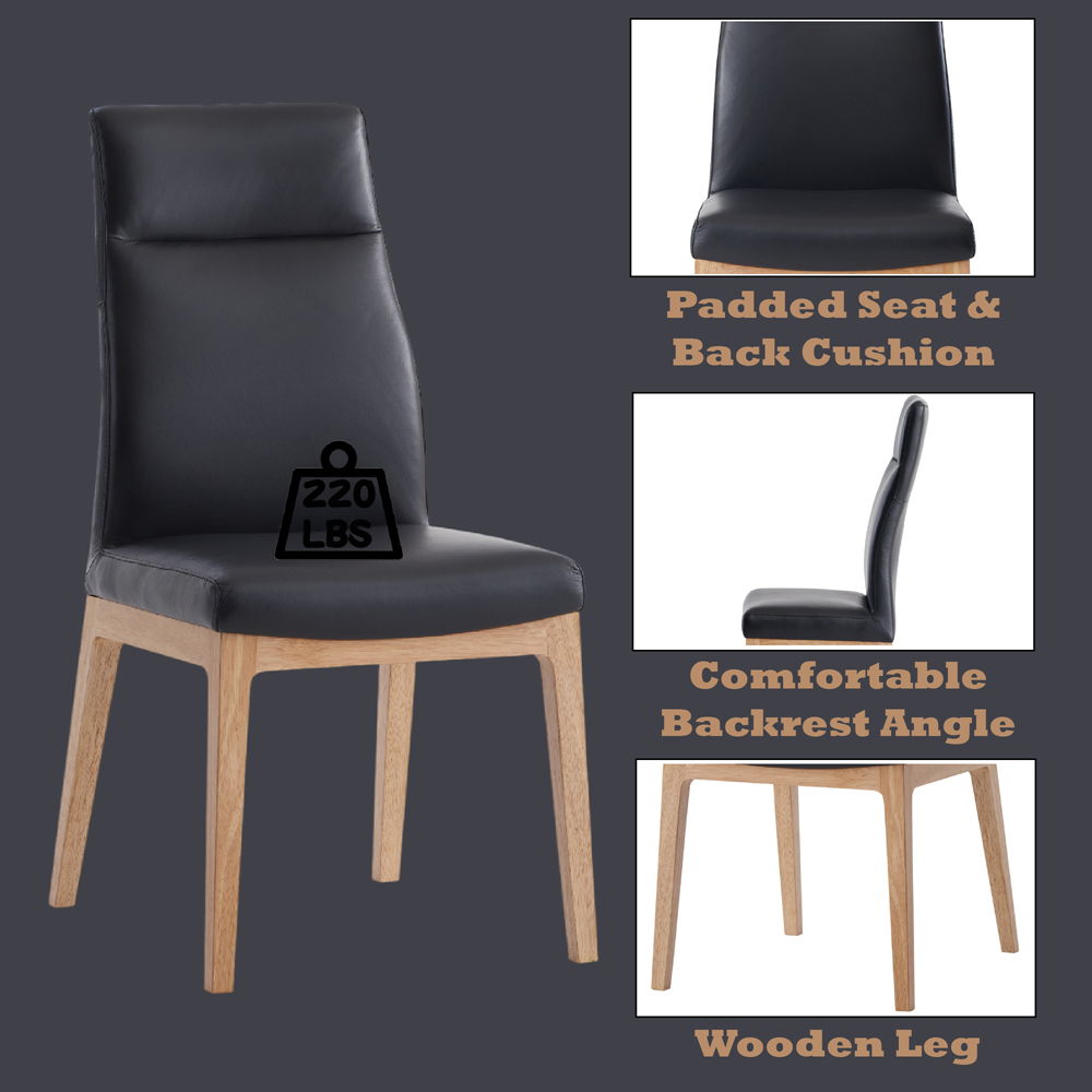 Raquan - Side Chair Set of 2) - Black Leather & Walnut
