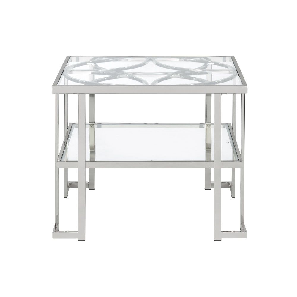 ACME Kalan - End Table - Glass & Silver | Meri Furniture