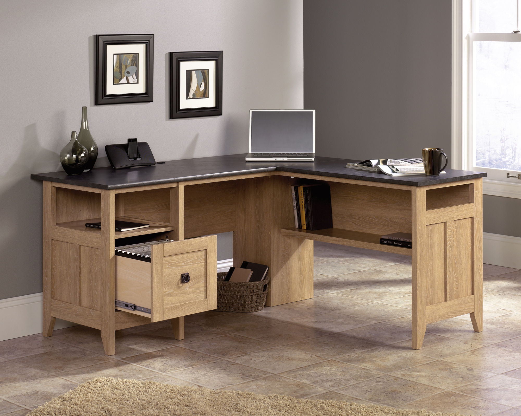 L-Shaped Desk in Dover Oak