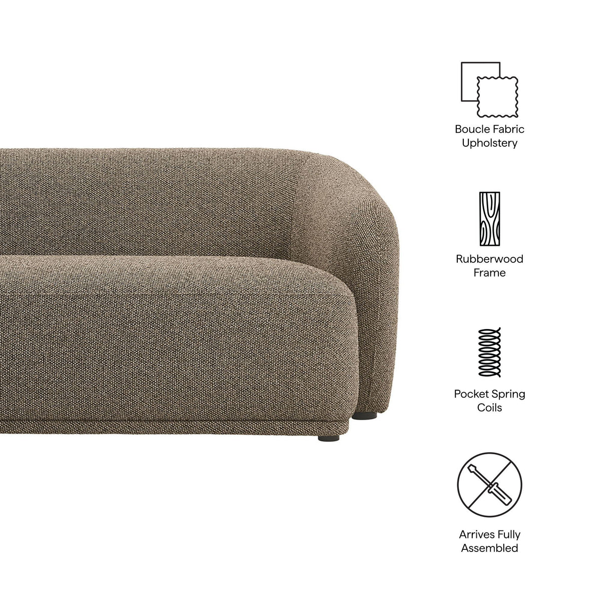 Monica 88 Inch Boucle Fabric Sofa by Modway