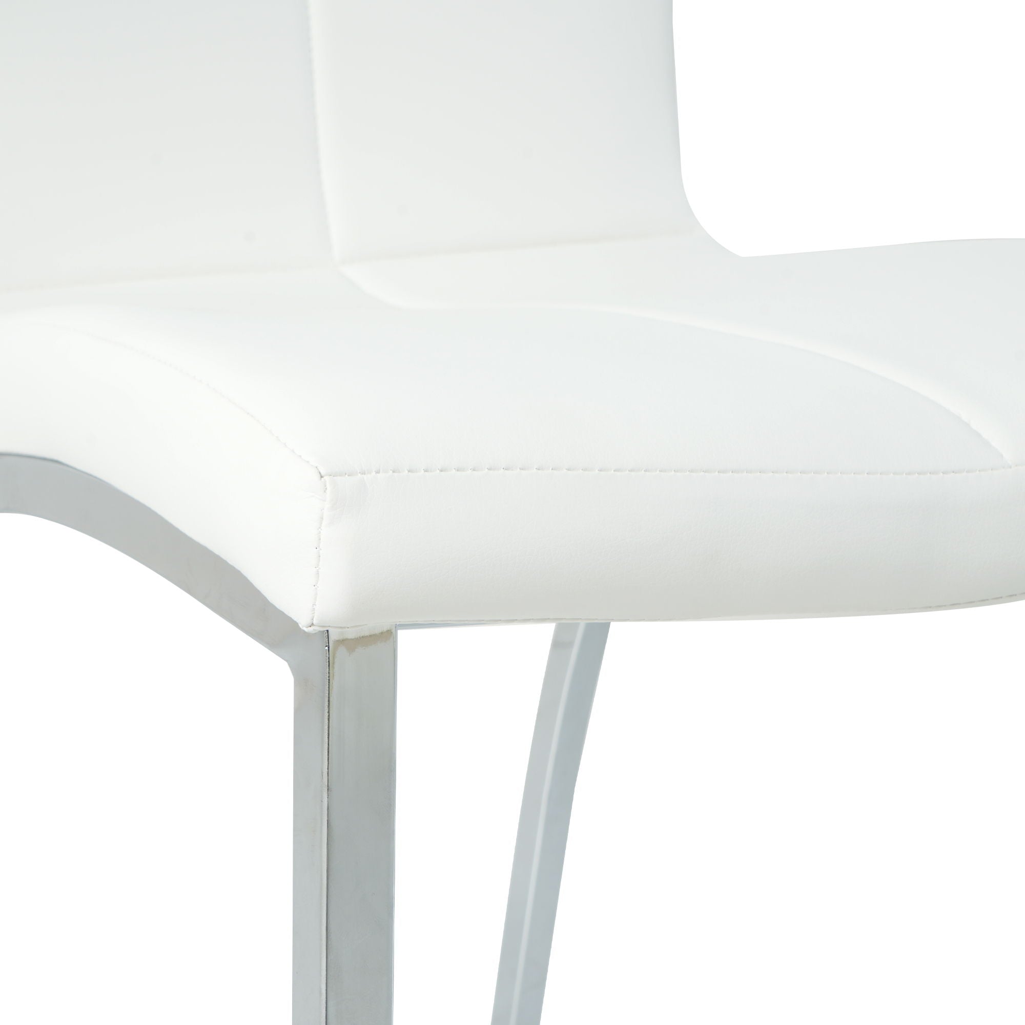 Modern Upholstered Dining Chair (Set of 4) With Electroplated Metal Legs - White