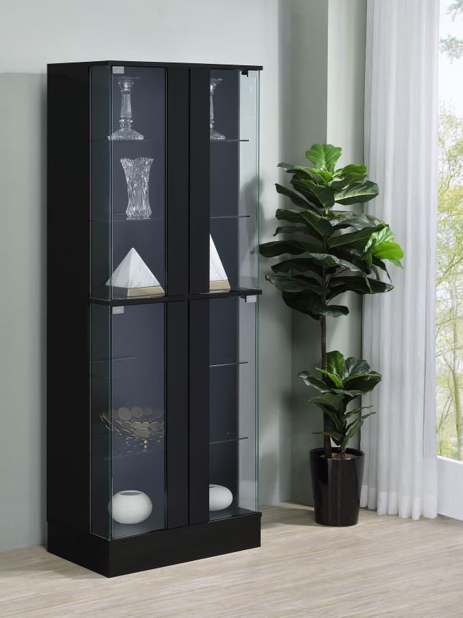 Coaster Fine Furniture Cabra - 4-door LED Curio Display Cabinet | Meri Furniture