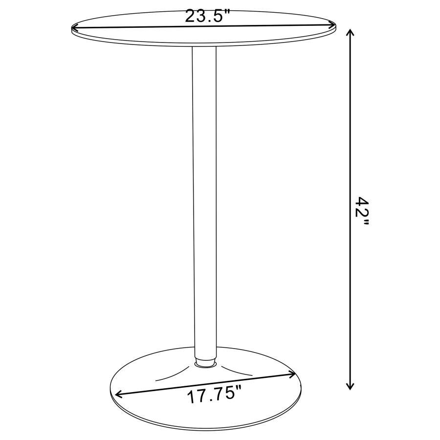 Coaster Fine Furniture Abiline - Round Glass Top Bistro Bar Table - Chrome | Meri Furniture