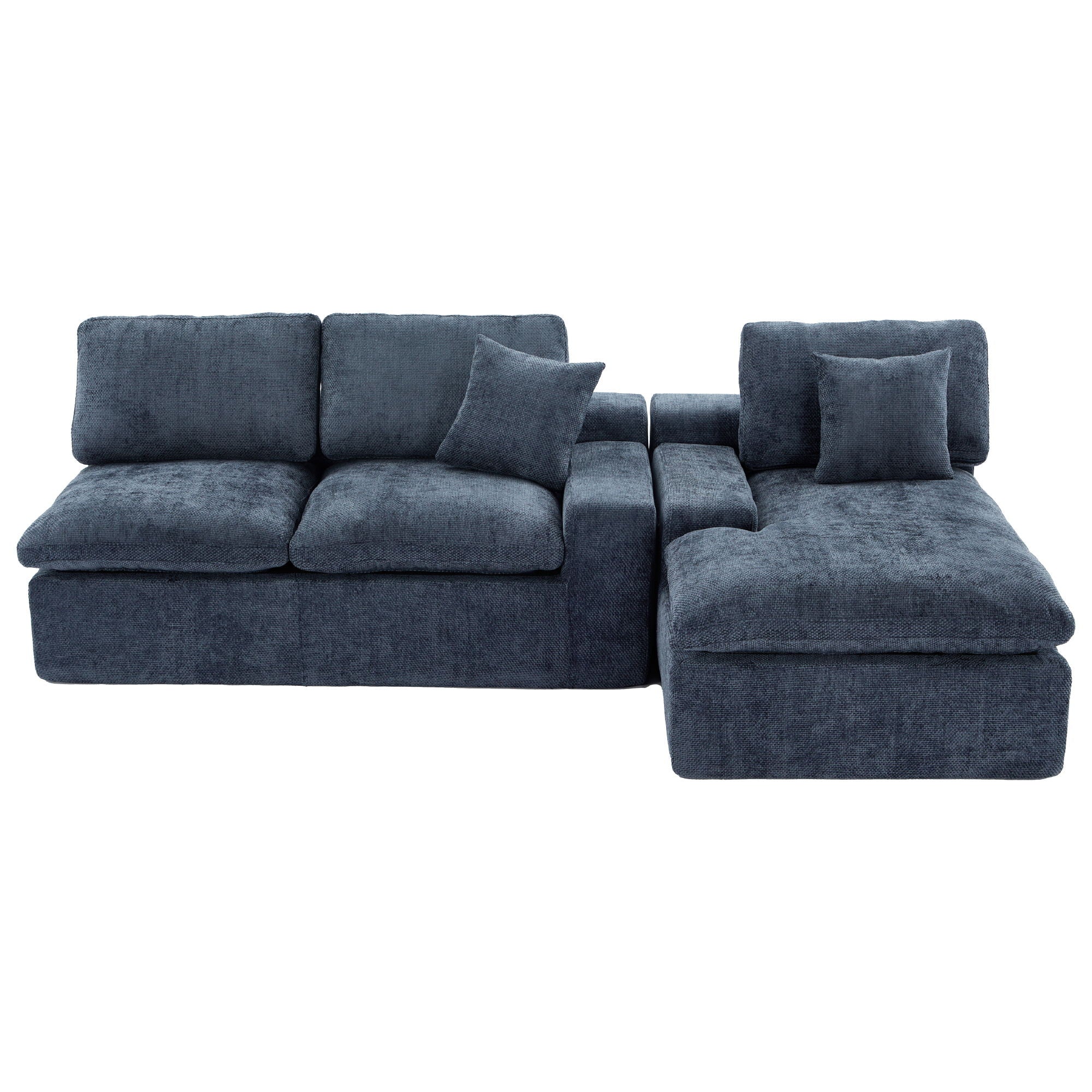 Cloud Sectional Sofa With Double Layer Cushion And Side Pockets, Free-Combined