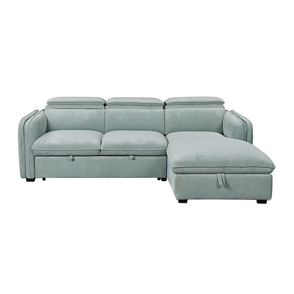 ACME Zavala - Sectional Sofa With Sleeper & Storage - Light Green | Meri Furniture