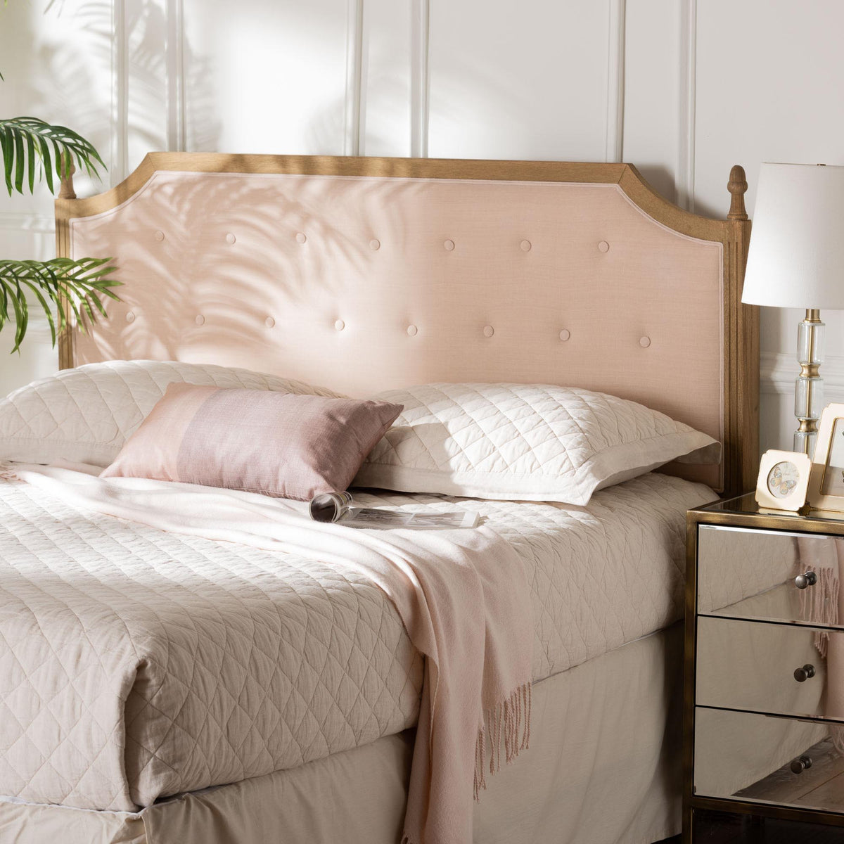 Lourdes Upholstered Headboard with Solid Wood Frame - Tufted Backrest Panel with Curved Top, Elegant Bedroom Decor, Queen Size