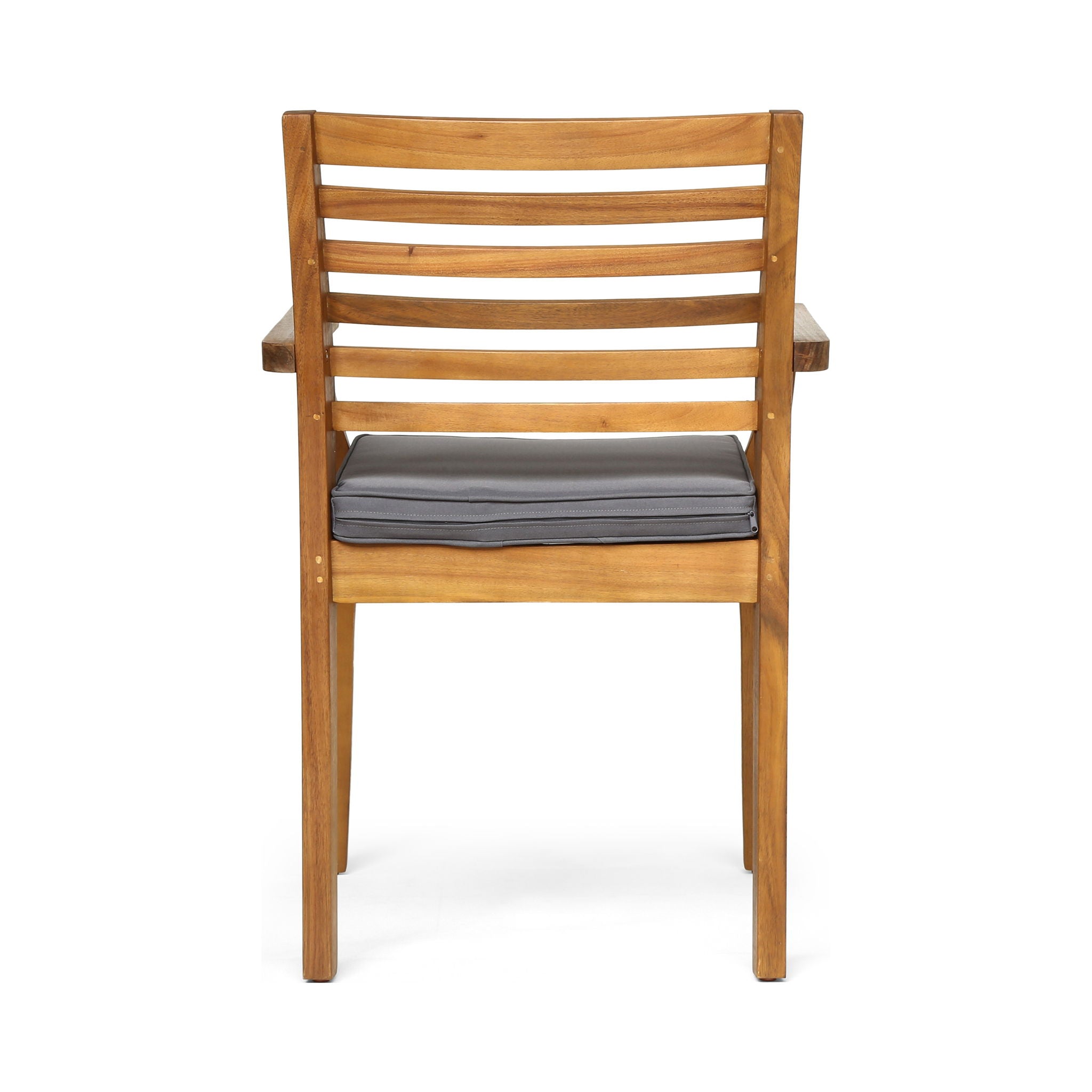 Outdoor Dining Chair With Slat Back And Acacia Wood Frame (Set of 2) - Gray / Teak
