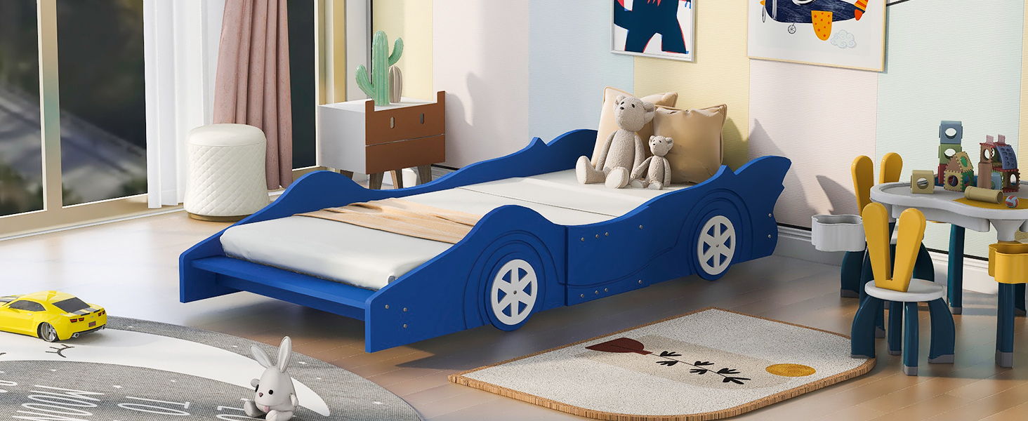 Race Car Shaped Platform Bed & Wheels
