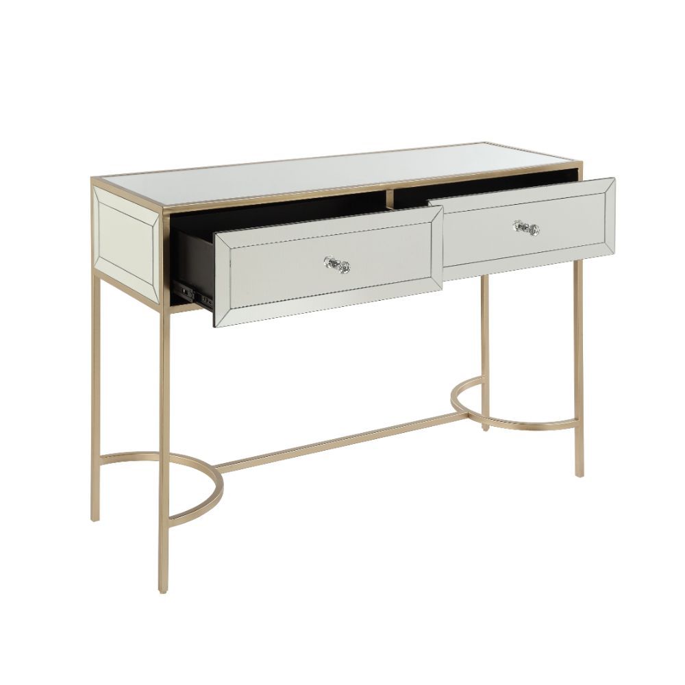 ACME Wisteria - Accent Table - Mirrored & Rose Gold | Meri Furniture