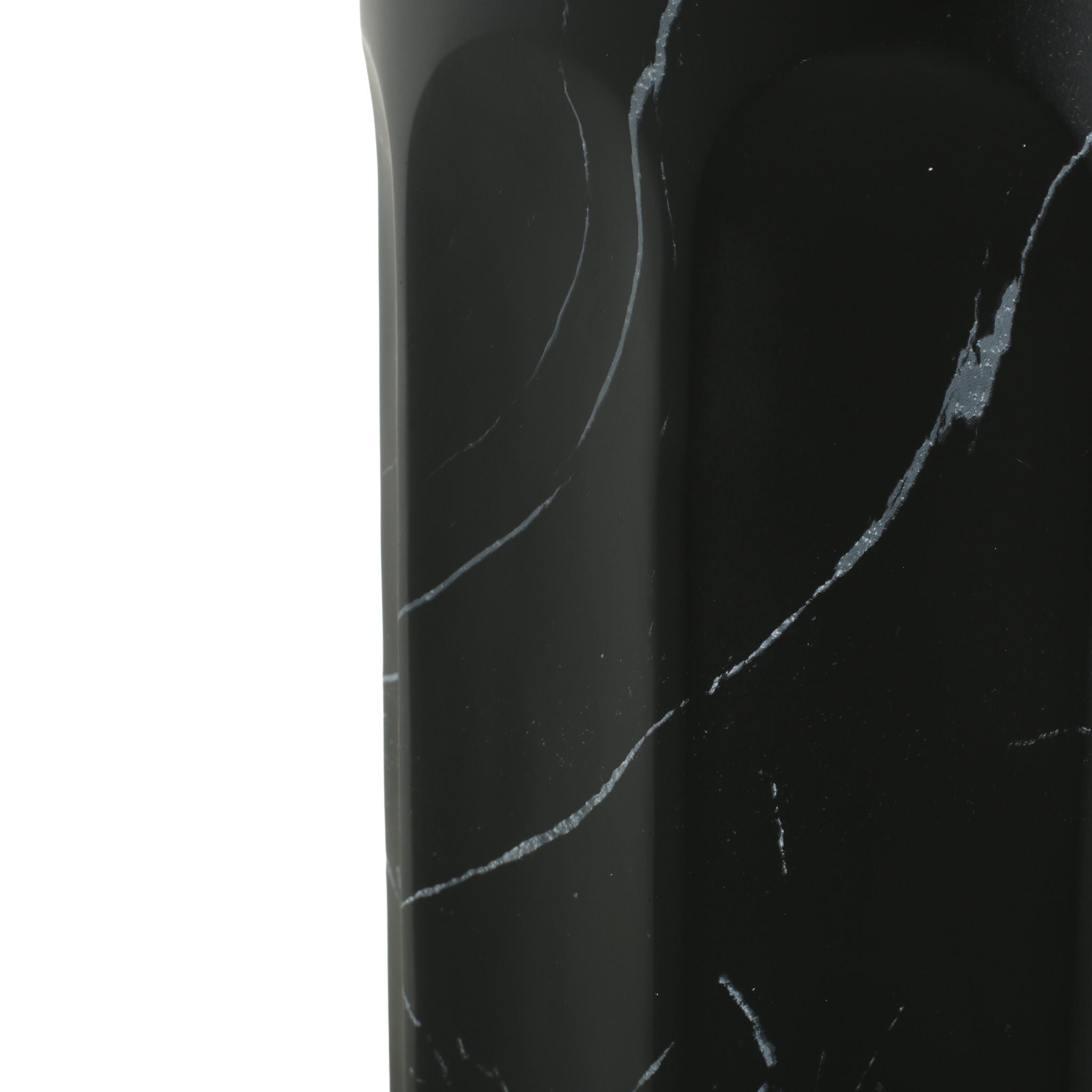 Outdoor Lightweight Concrete BMarble Effect Side Table, Living Room End Table - Black / Marble