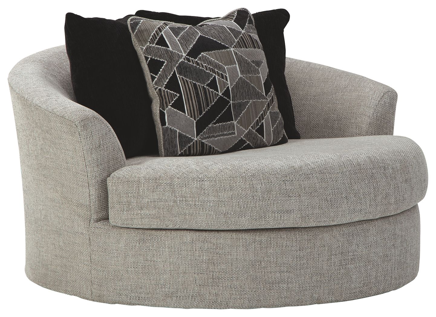 Ashley Furniture Megginson - Storm - Oversized Round Swivel Chair | Meri Furniture
