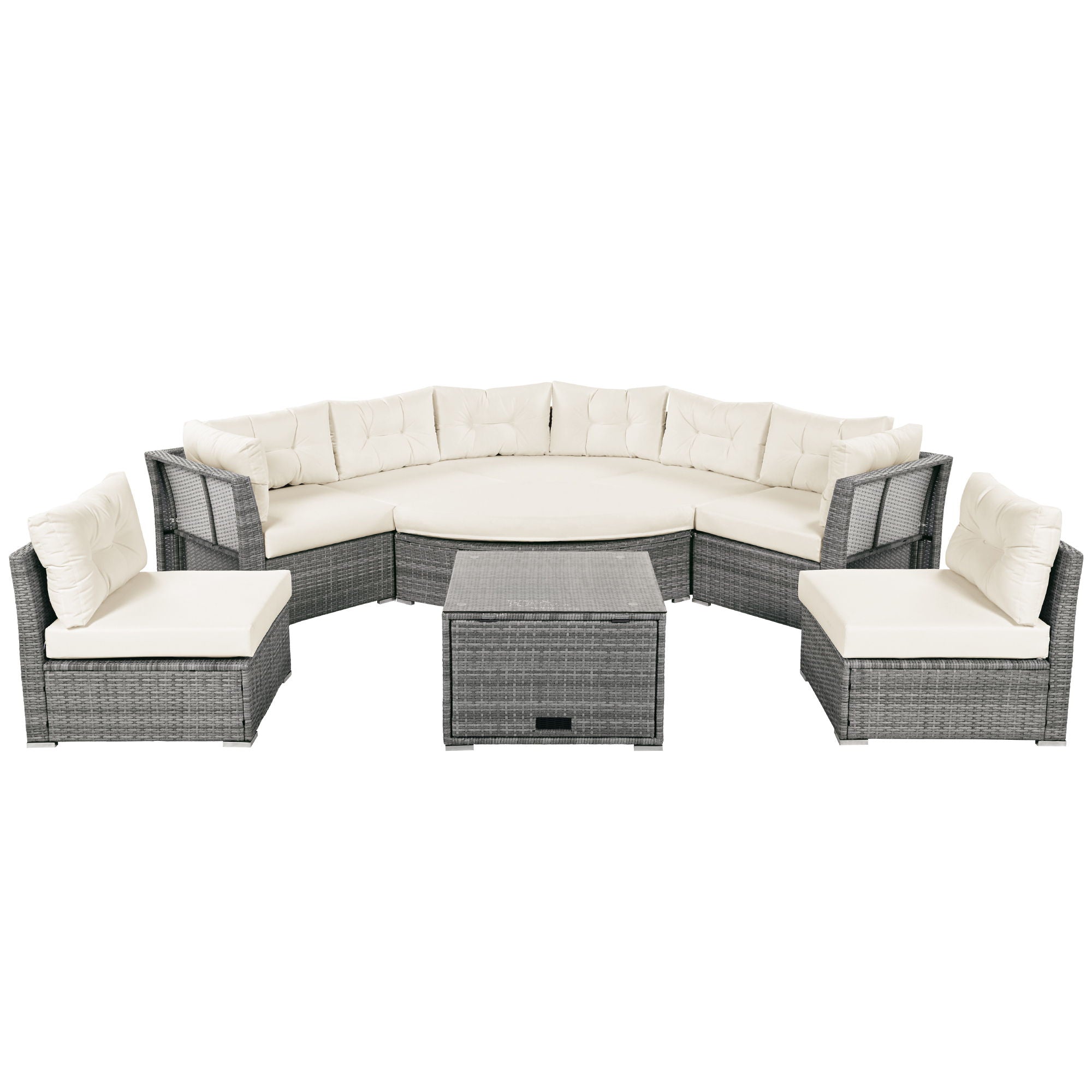 Patio Furniture Set Outdoor Daybed Rattan Sectional With Cushions And Center Table