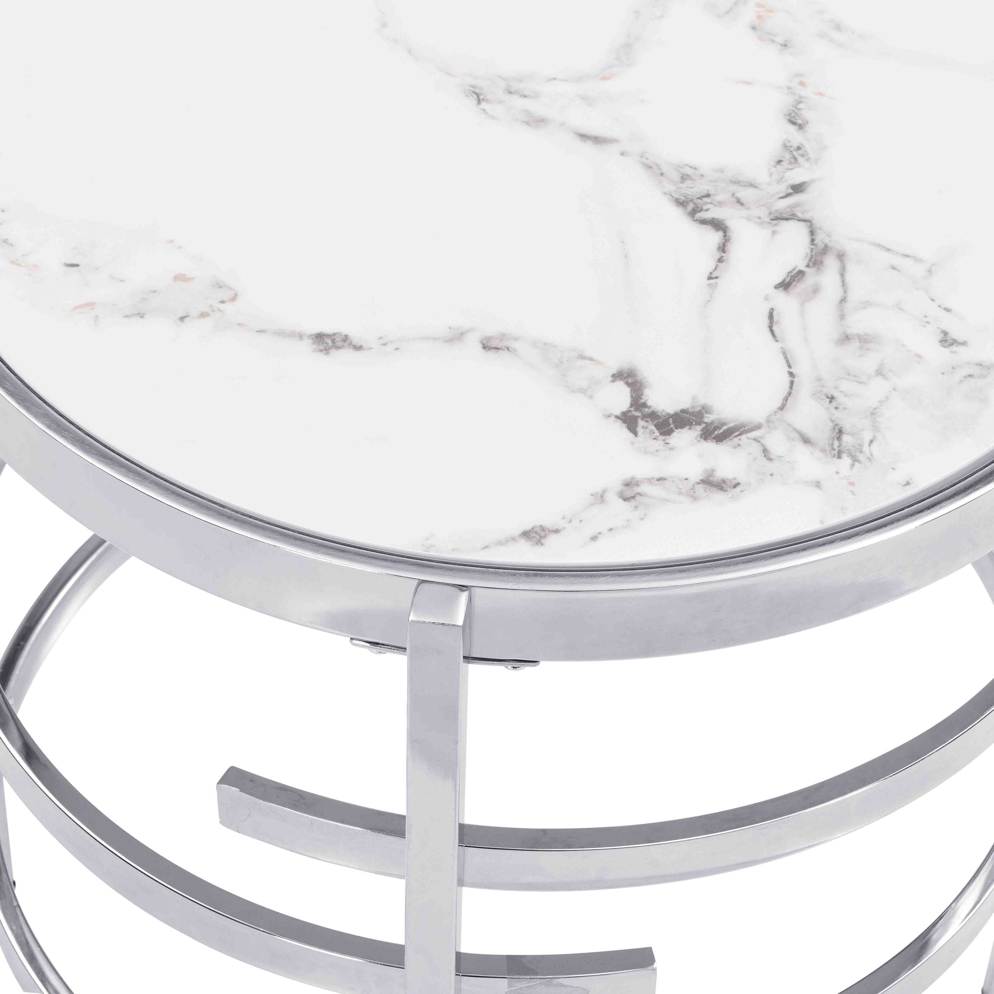 Elegant Round Table With Sintered Stone Top & Sturdy Metal Frame