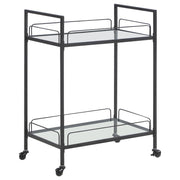 Coaster Fine Furniture Curltis - 2-Tier Rectangular Glass Shelf Metal Bar Cart - Black | Meri Furniture
