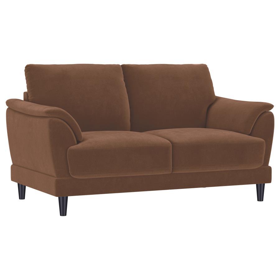 Selma - 2 Piece Velvet Upholstered Crescent Arm Sofa Set - Rust