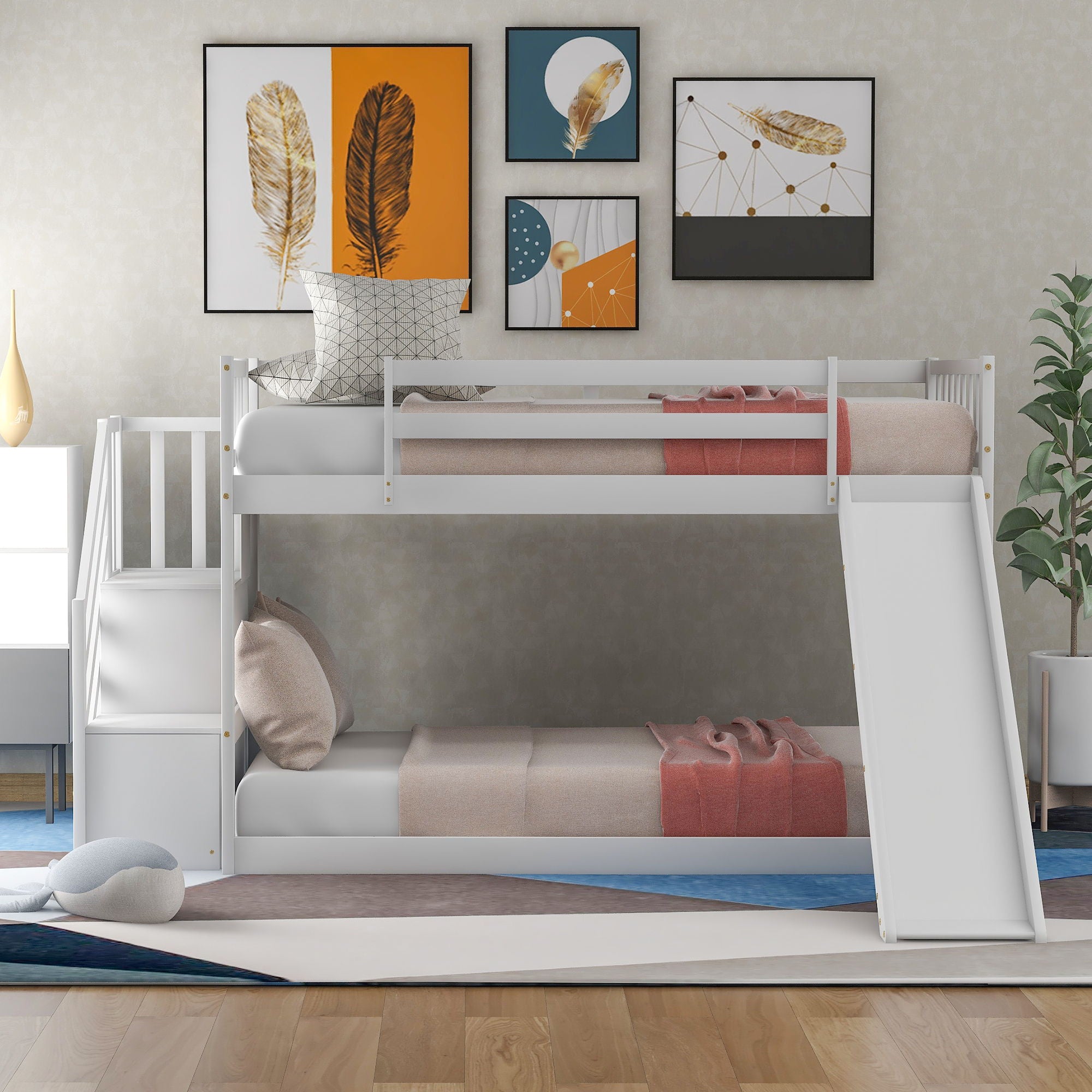 Bunk Bed With Convertible Slide And Stairway