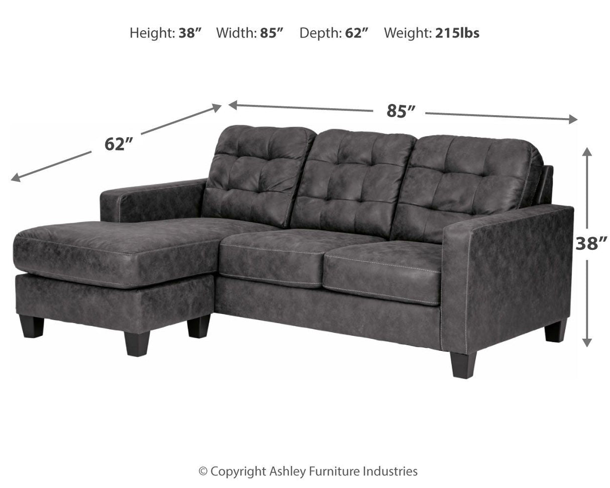 Ashley Furniture Venaldi - Gunmetal - Sofa Chaise Queen Sleeper | Meri Furniture