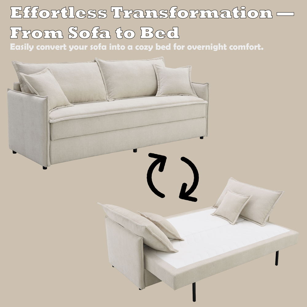 Elisea - Sofa With Sleeper - Beige Fabirc