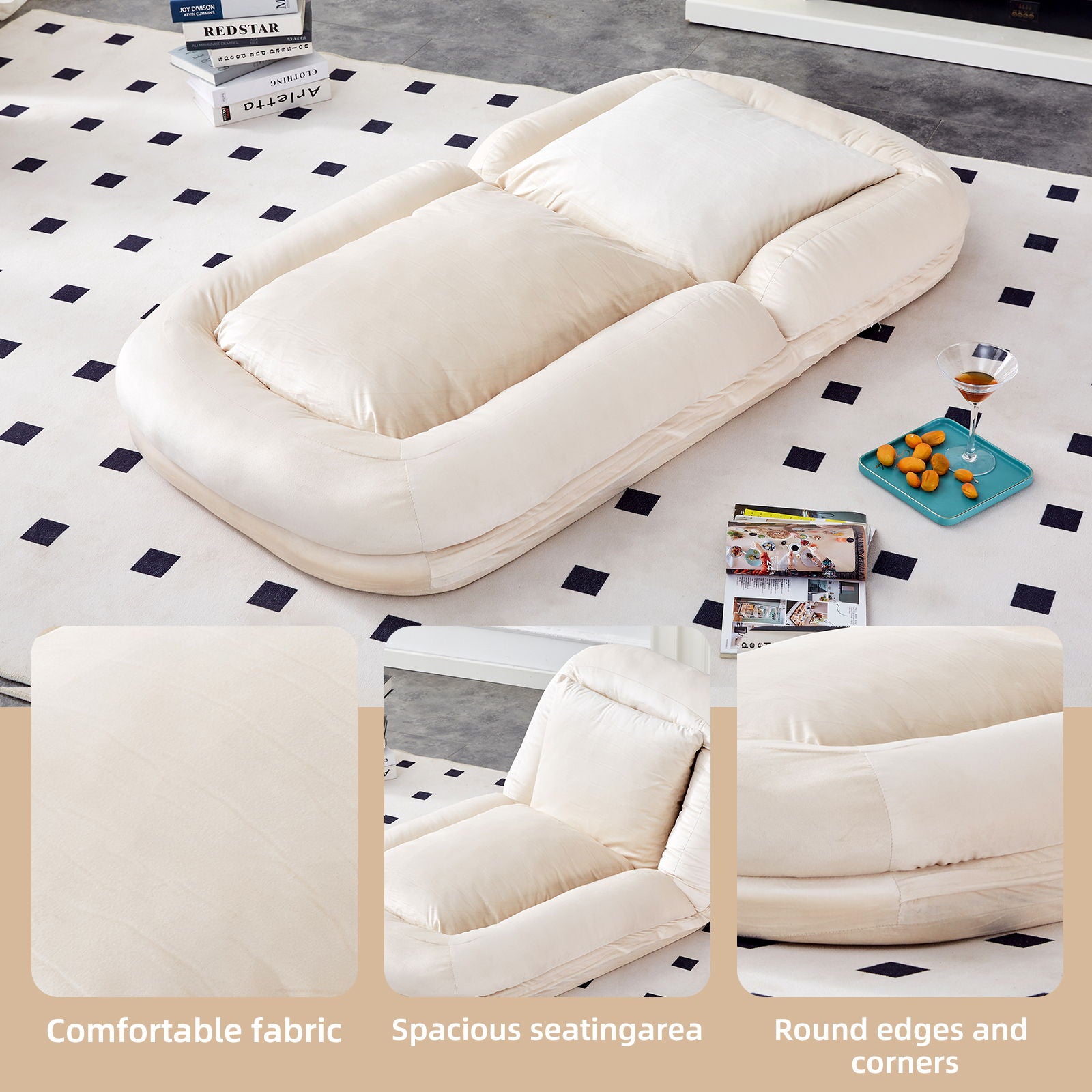 Contemporary Folding Sofa Chair With 5 Adjustable Positions For Gaming, Meditation, And Relaxation