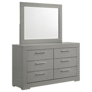 Coaster Fine Furniture Ives - 6-Drawer Dresser And Mirror - Gray High Gloss | Meri Furniture