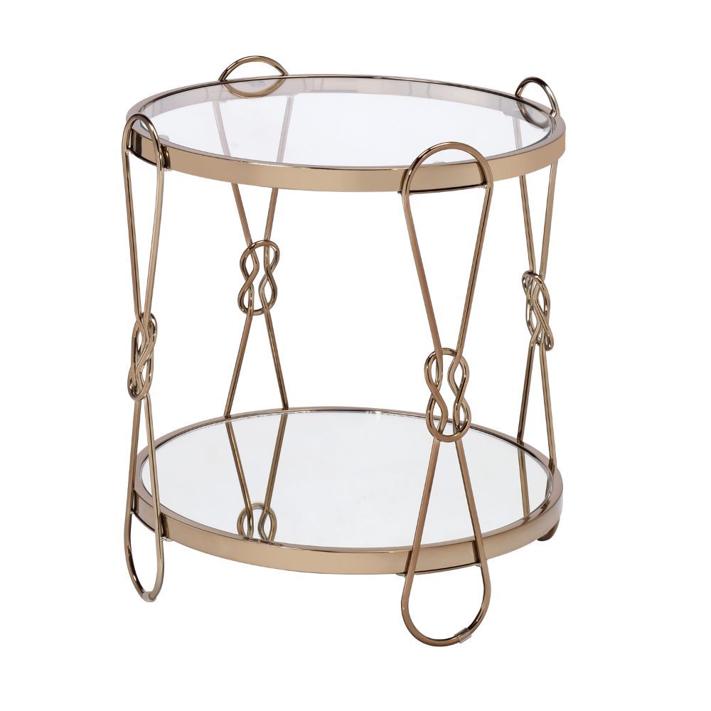 ACME Zekera - End Table - Champagne & Mirrored | Meri Furniture