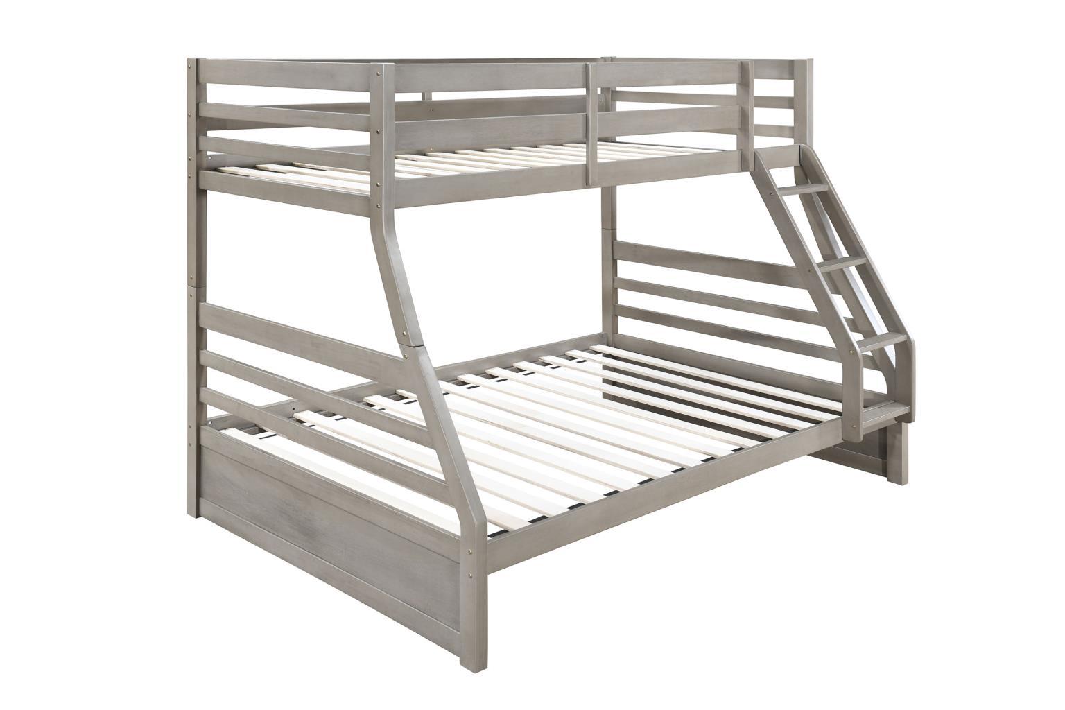 S090 - Twin / Full Bunk Bed - Light Gray