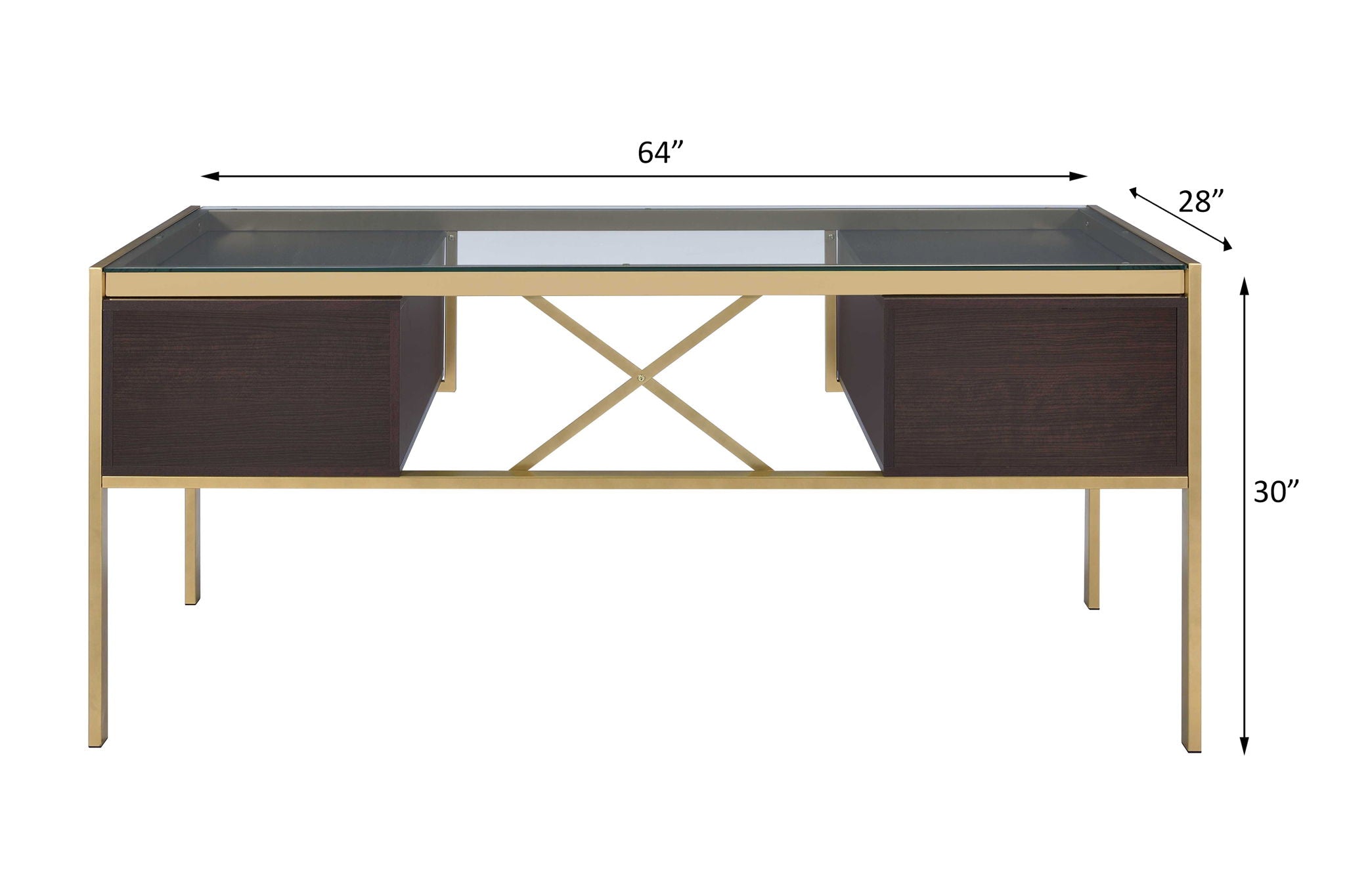 Yumia - Writing Desk - Gold & Walnut