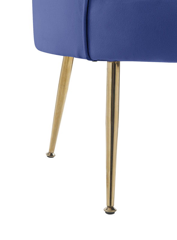 Angelina 34"W Blue Velvet Scalloped Back Barrel Accent Chair with Metal Legs