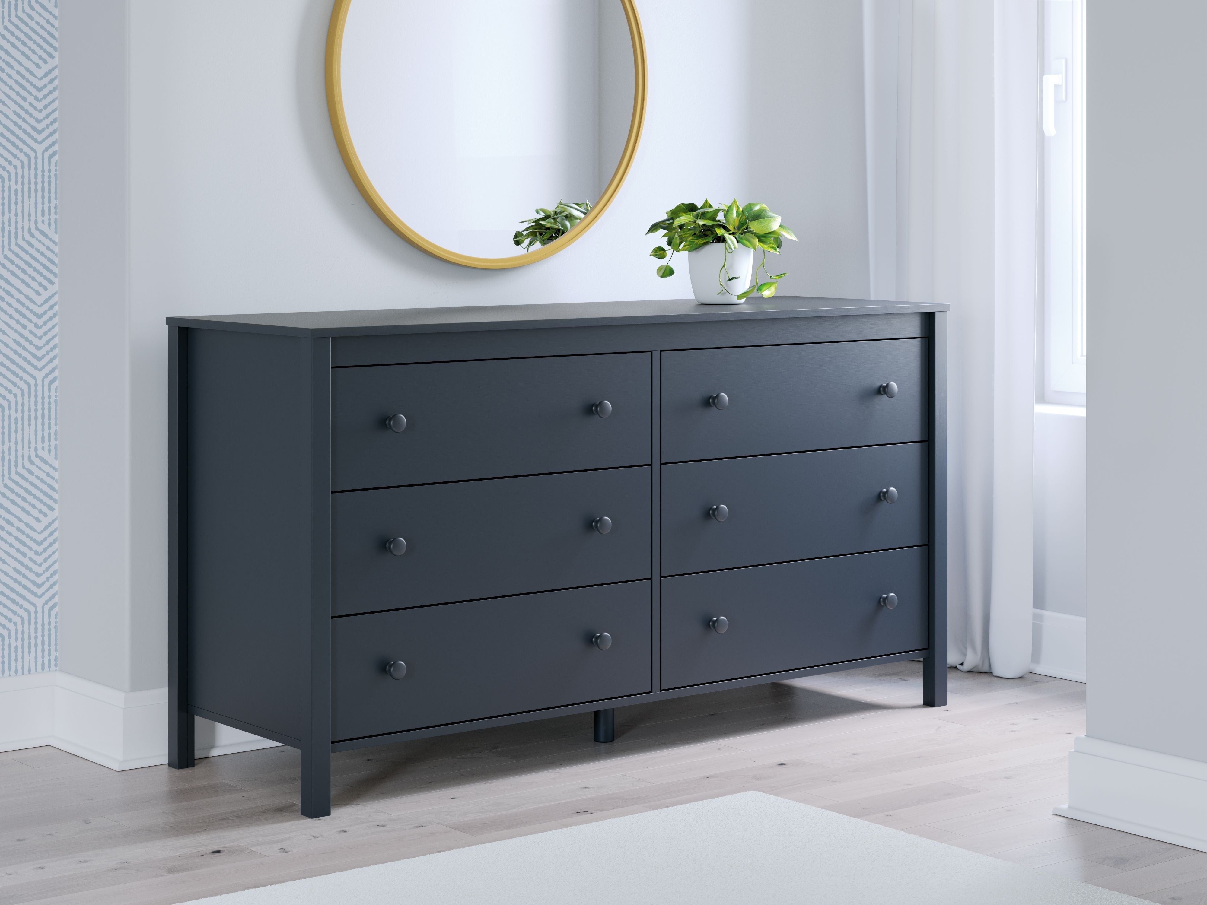Signature Design by Ashley® Simmenfort - Navy Blue - Six Drawer Dresser | Meri Furniture