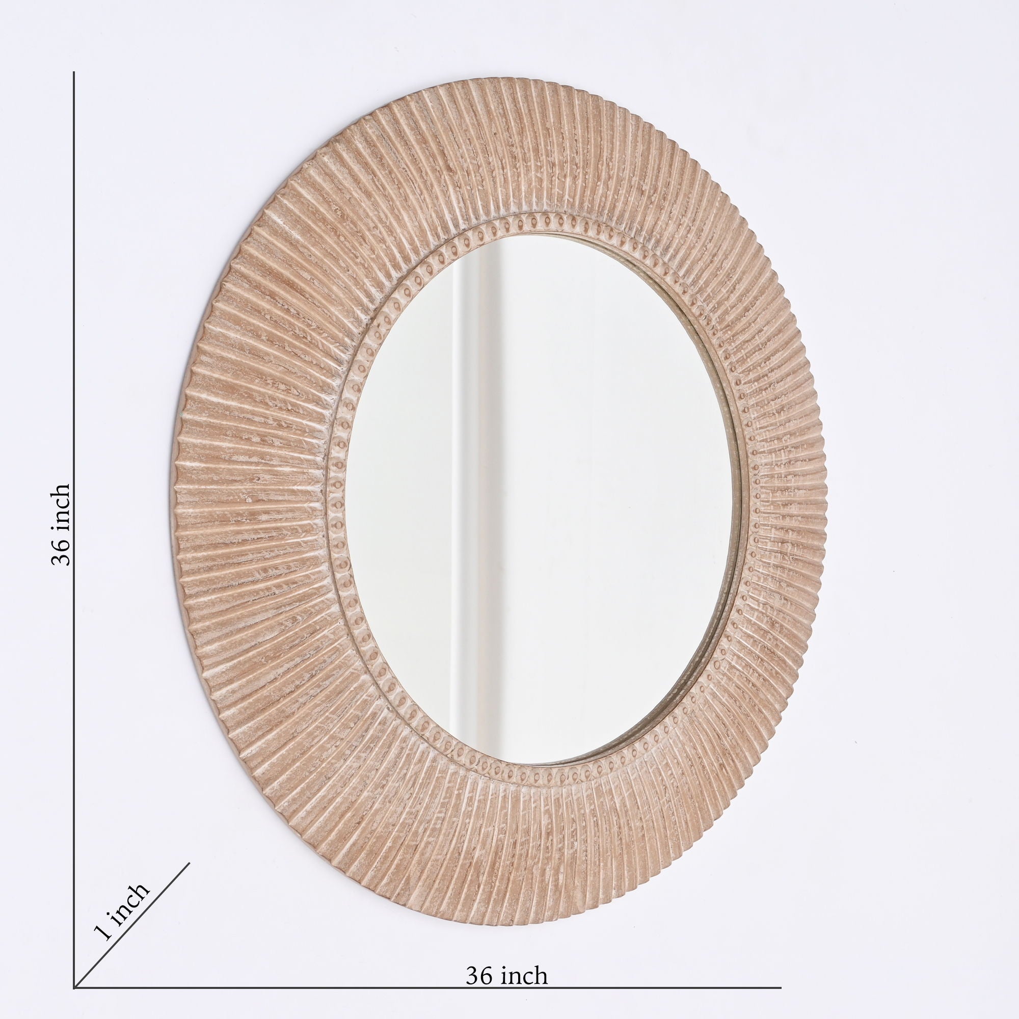 Handcarved Decorative Hanging Wall Mirror - Antique Brown / White