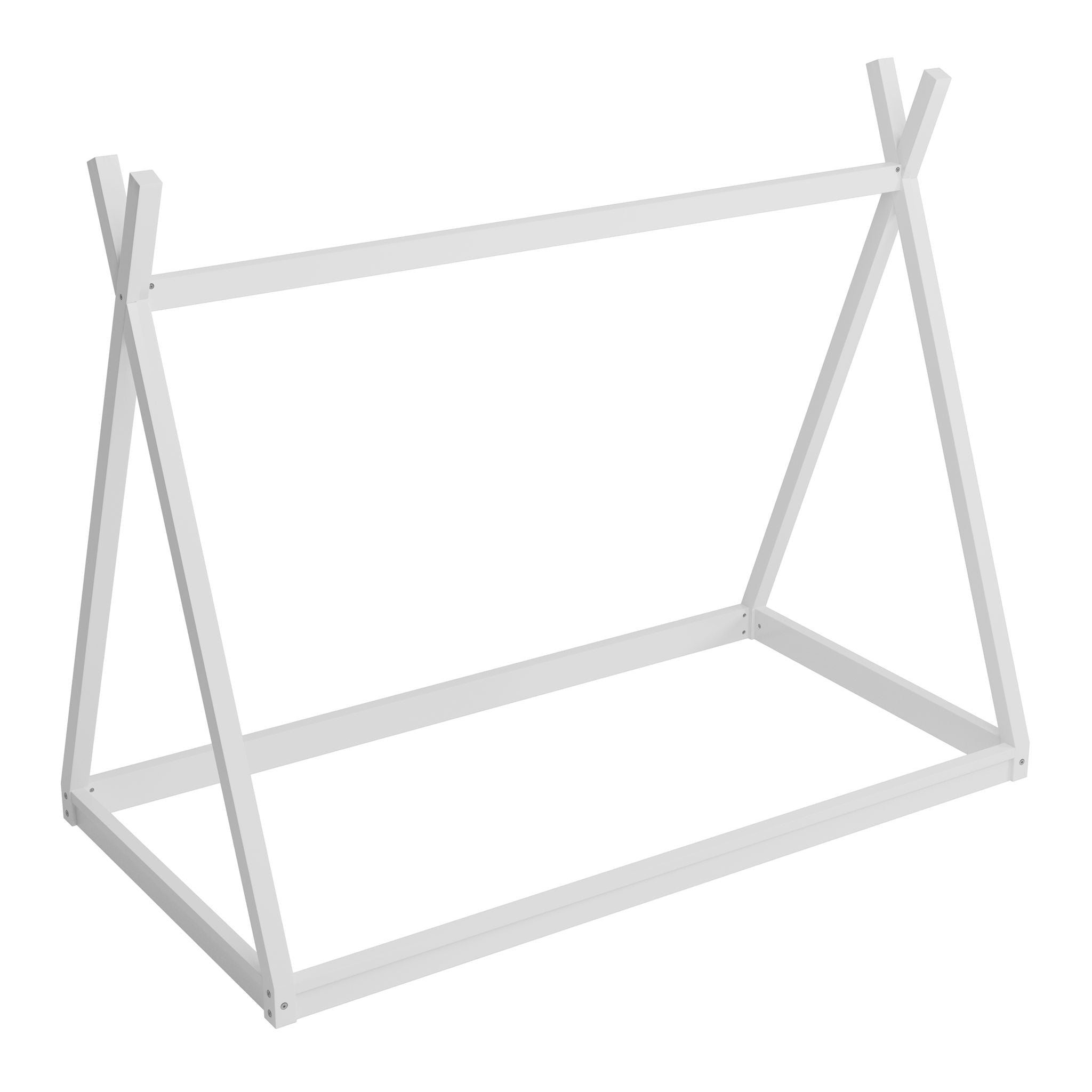 Wood Tent Bed For Kids, Montessori Style Low - Floor Bed, House-Shape Tent Bed Frame