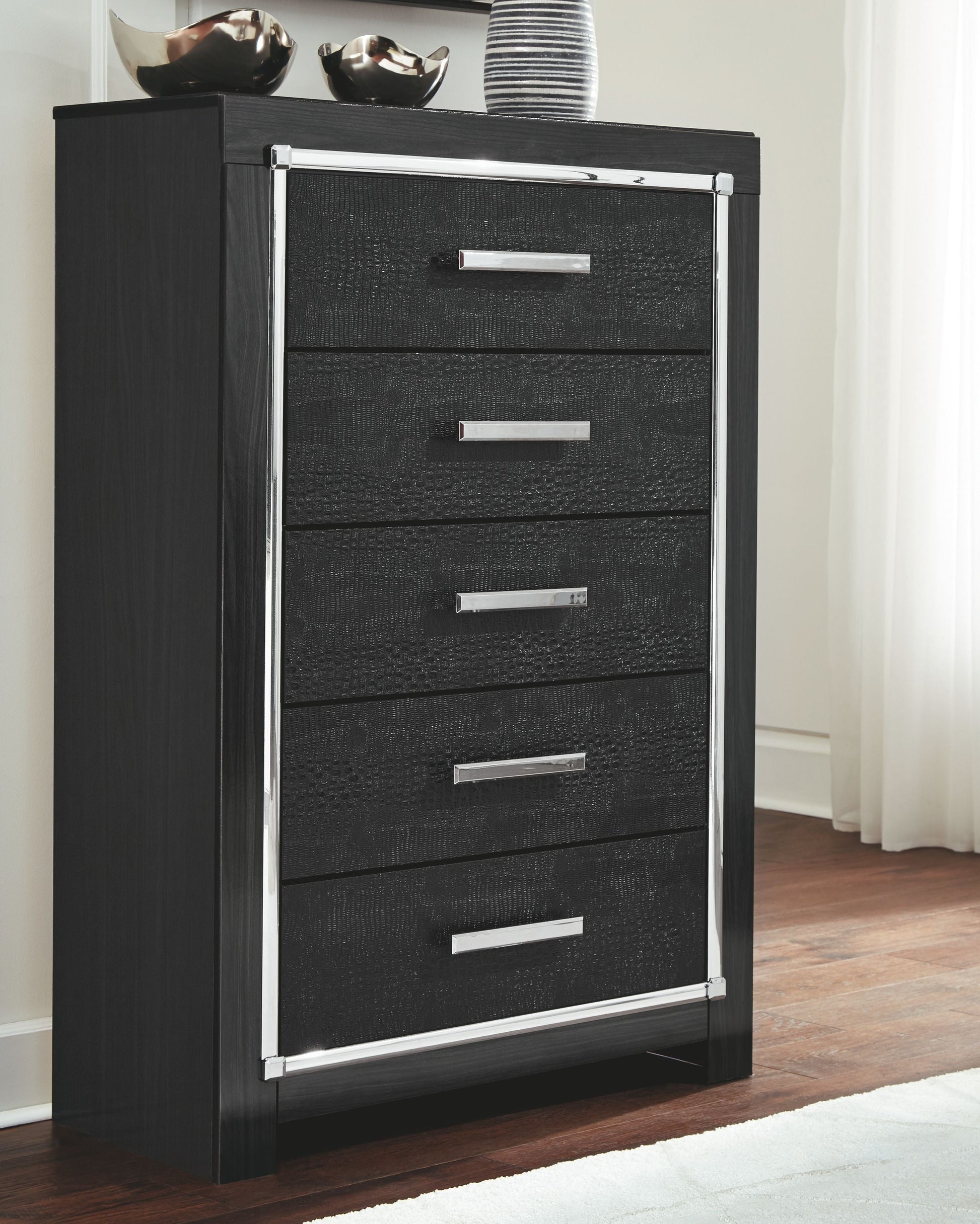Ashley Furniture Kaydell - Black - Five Drawer Chest | Meri Furniture