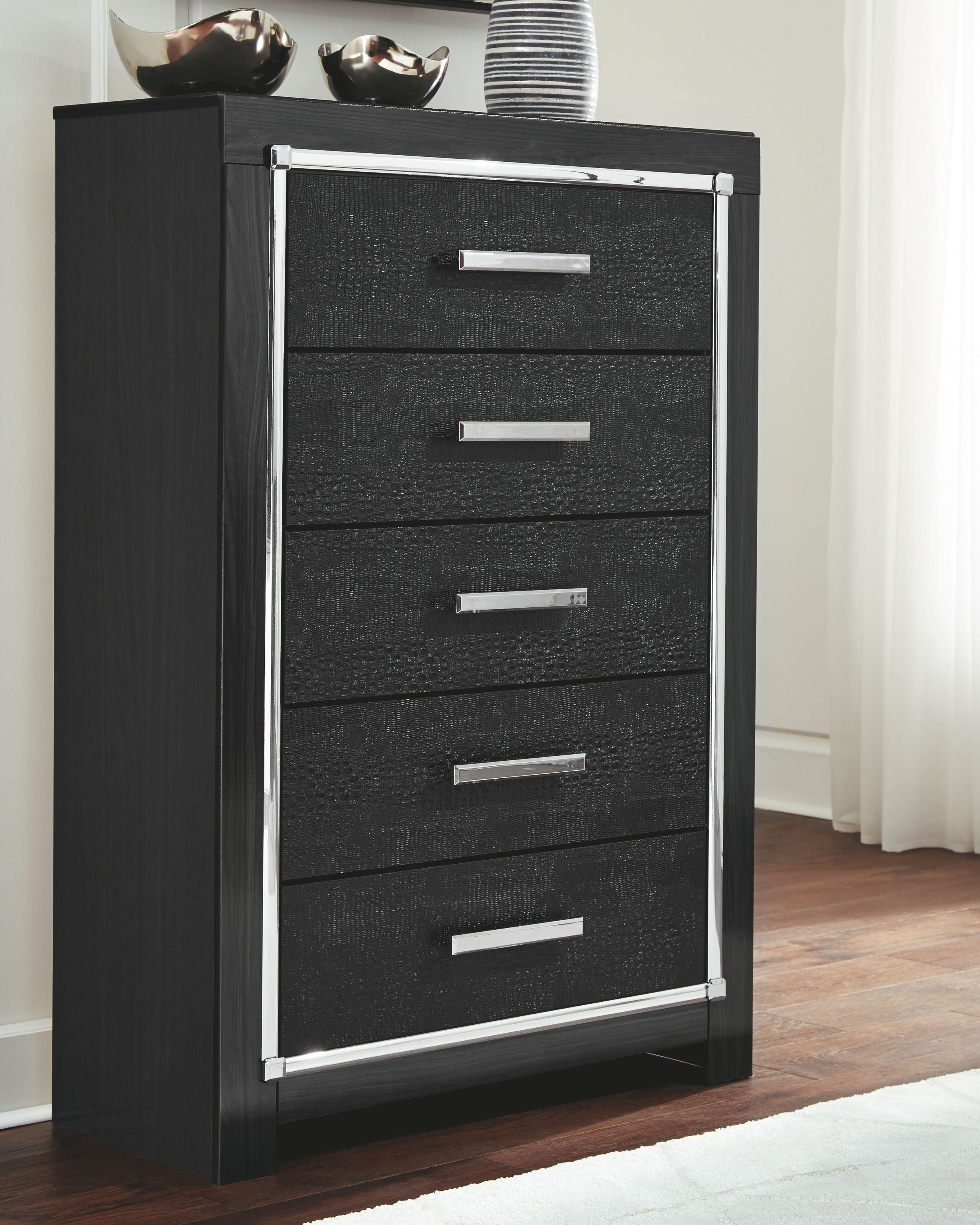 Ashley Furniture Kaydell - Black - Five Drawer Chest | Meri Furniture