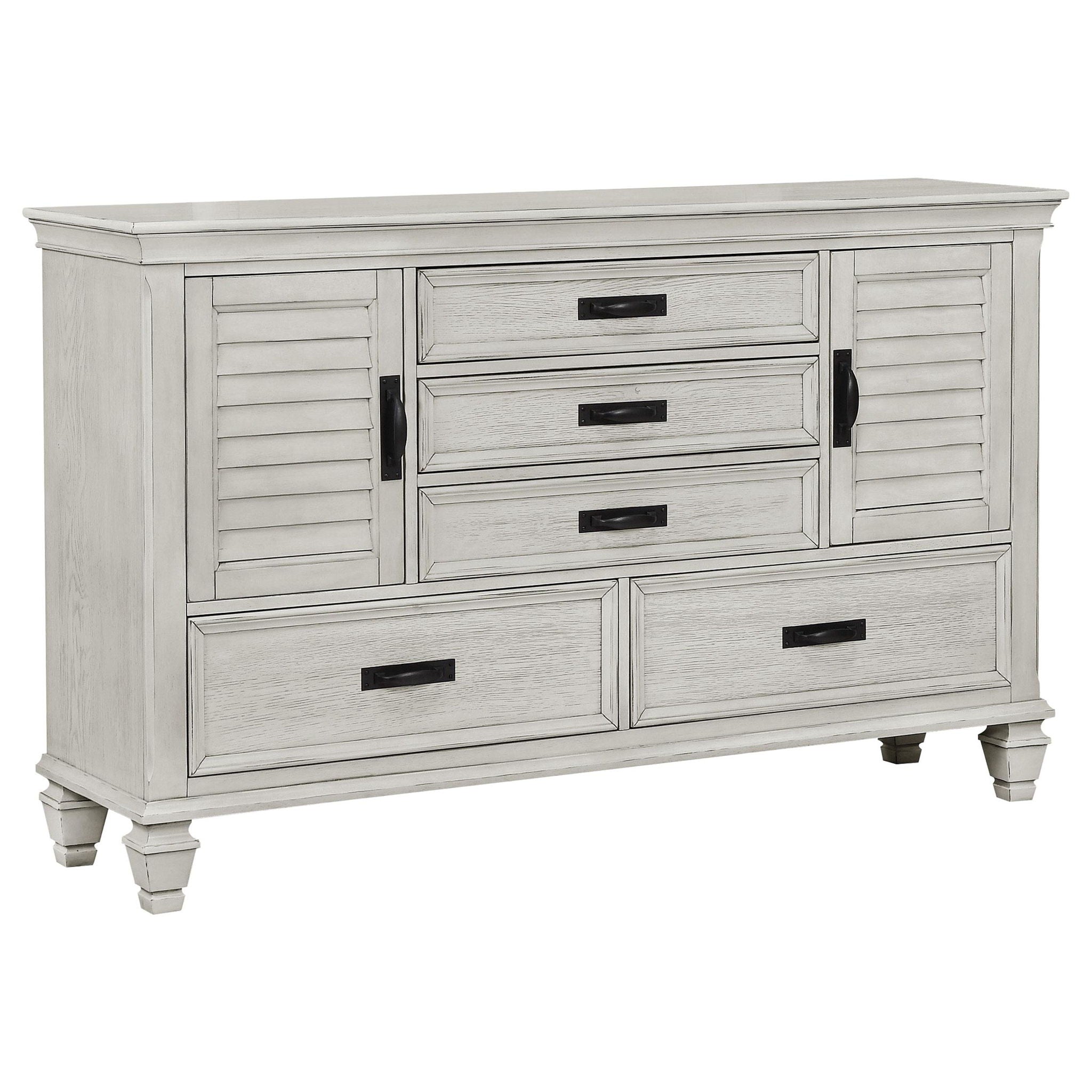 Franco 5-piece Queen Bedroom Set Distressed White