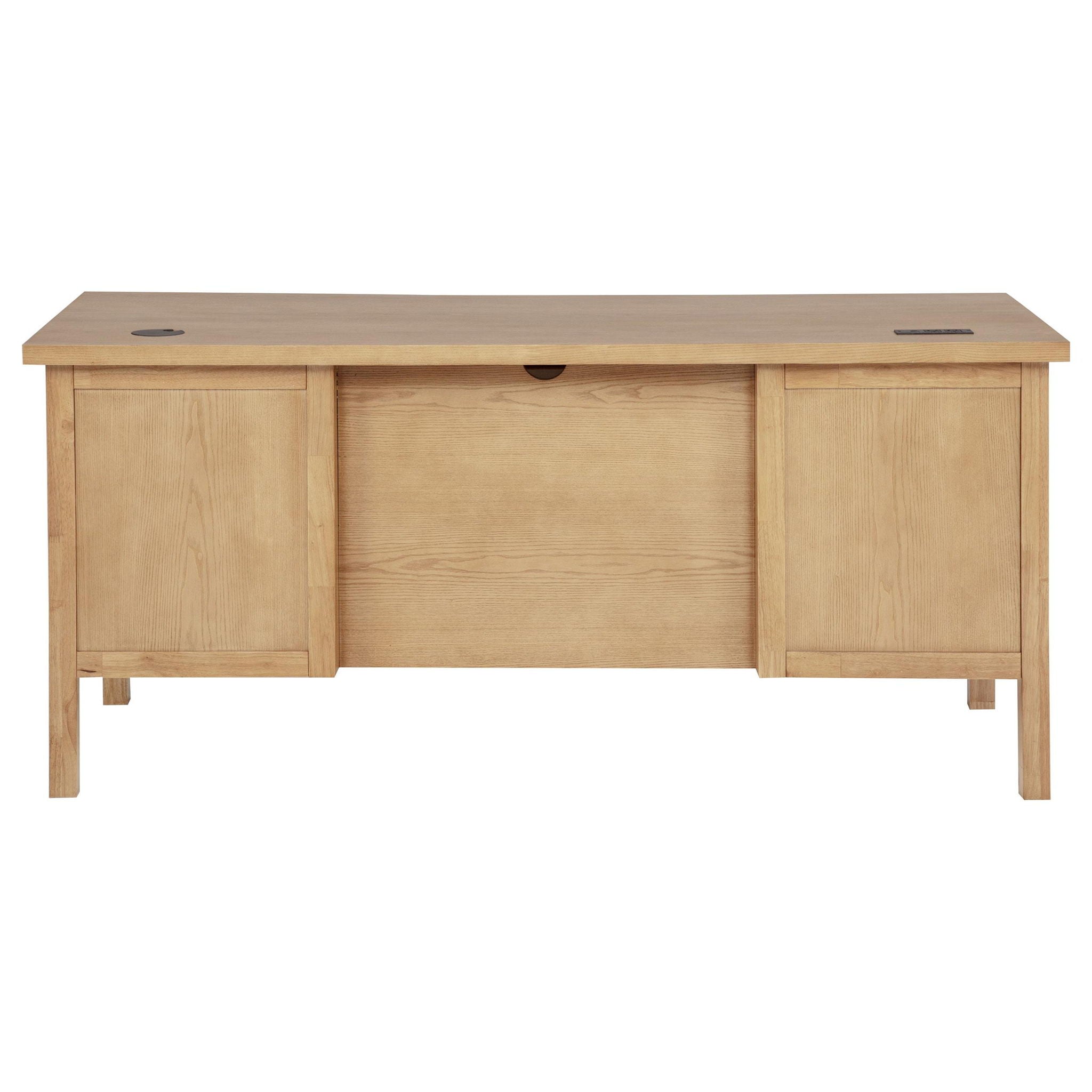Vermes 66-inch 7-drawer Computer Desk with Power Outlet Light Ash