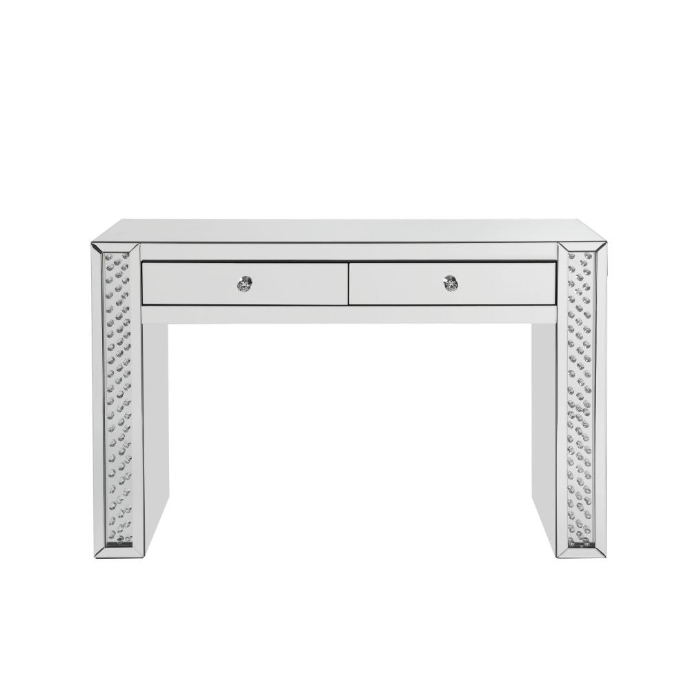ACME Nysa - Vanity Desk - Mirrored & Faux Crystals | Meri Furniture