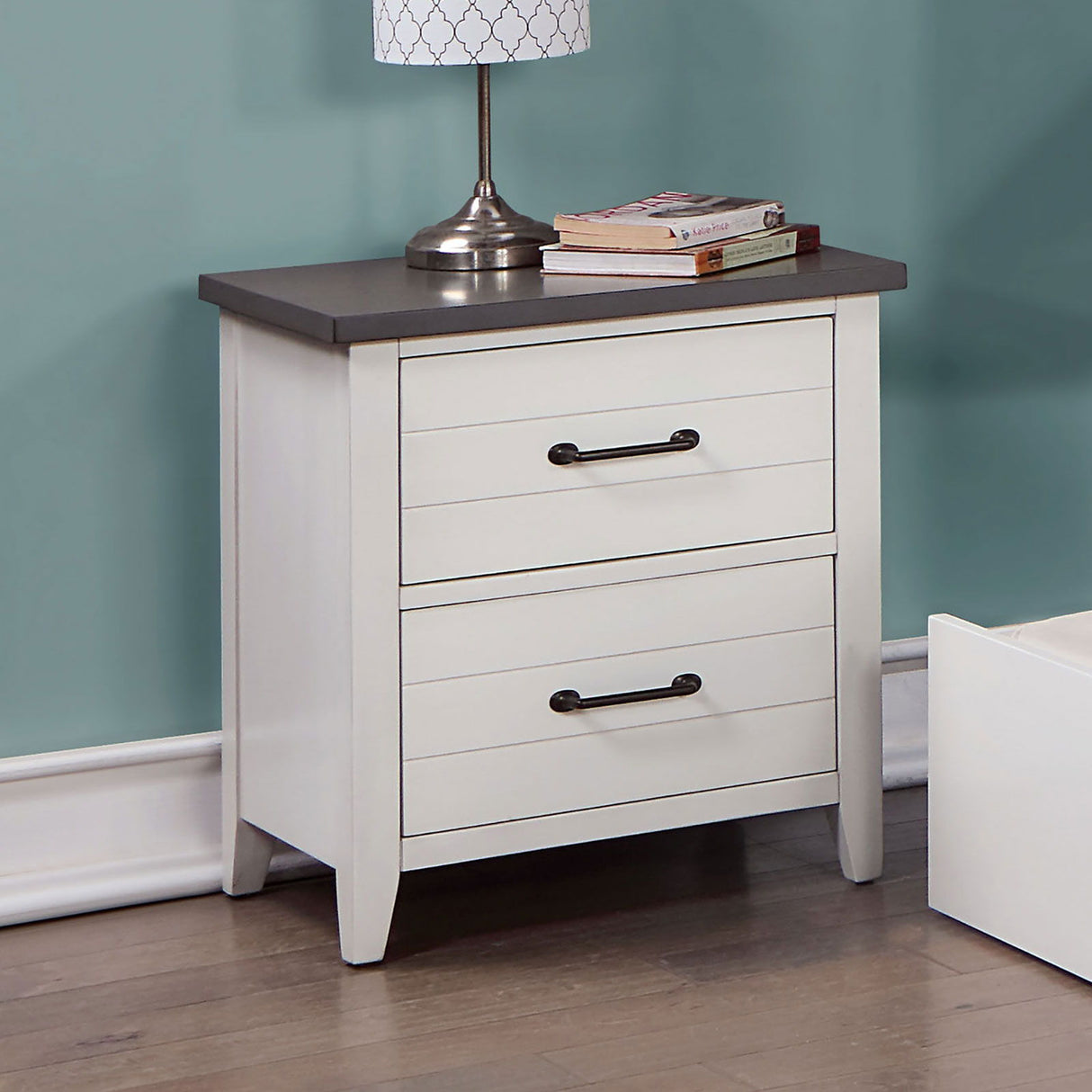 Priam - Nightstand - White / Gray