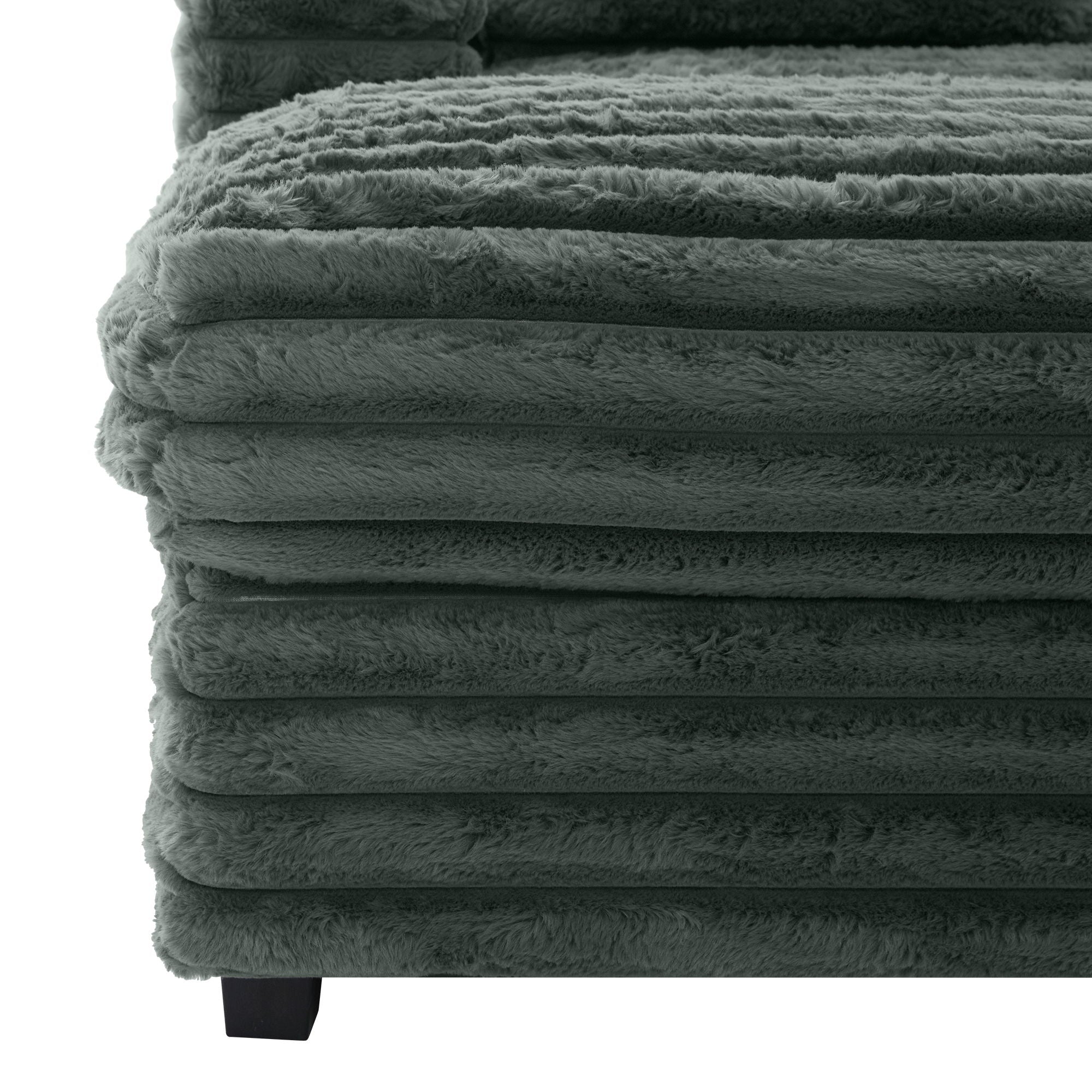 Plush Oversized Double Chaise Lounge Sofa Bed With USB Ports And Cup Holders