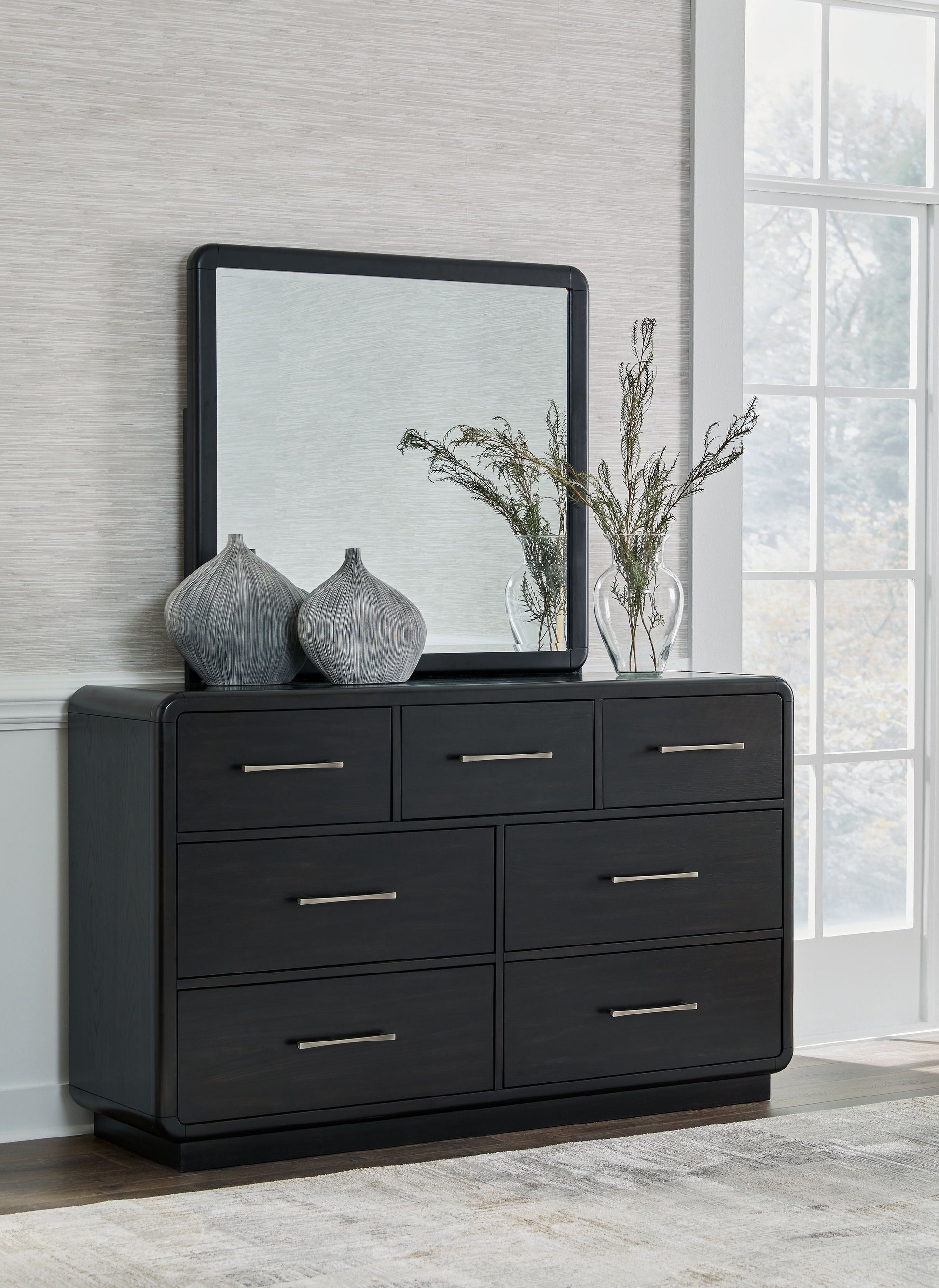 Signature Design by Ashley® Rowanbeck - Black - Dresser And Mirror | Meri Furniture