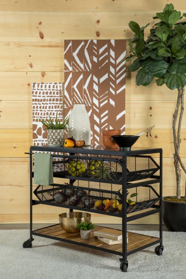 Coaster Fine Furniture Evander - Marble Top Kitchen Cart With Removable Shelves - Black | Meri Furniture