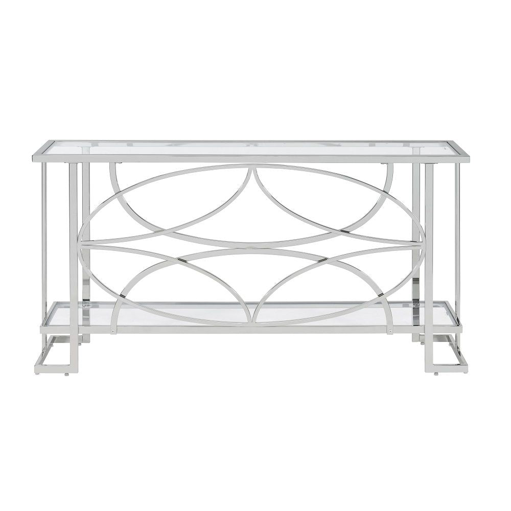 ACME Kalan - Sofa Table - Glass & Silver | Meri Furniture